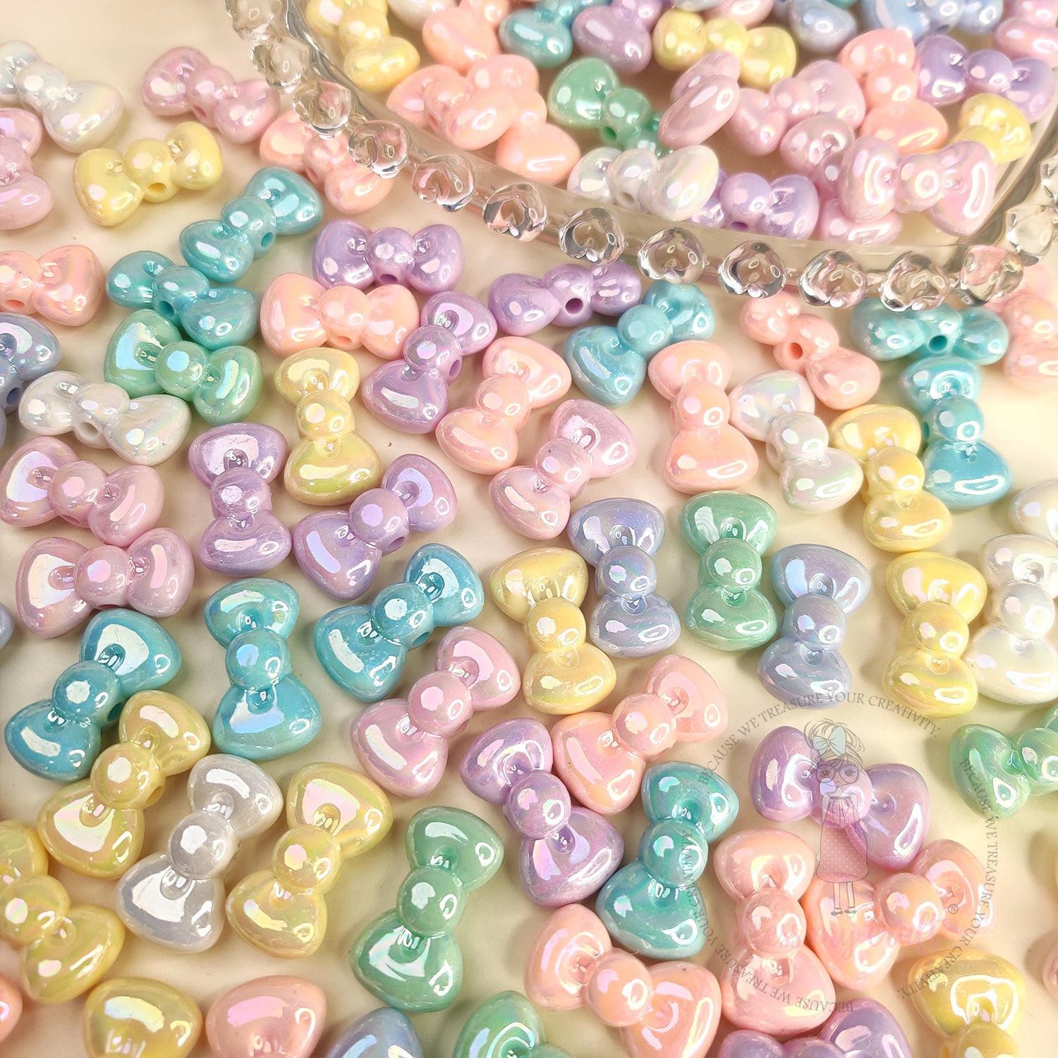 Holographic Pastel Pop Bow Beads