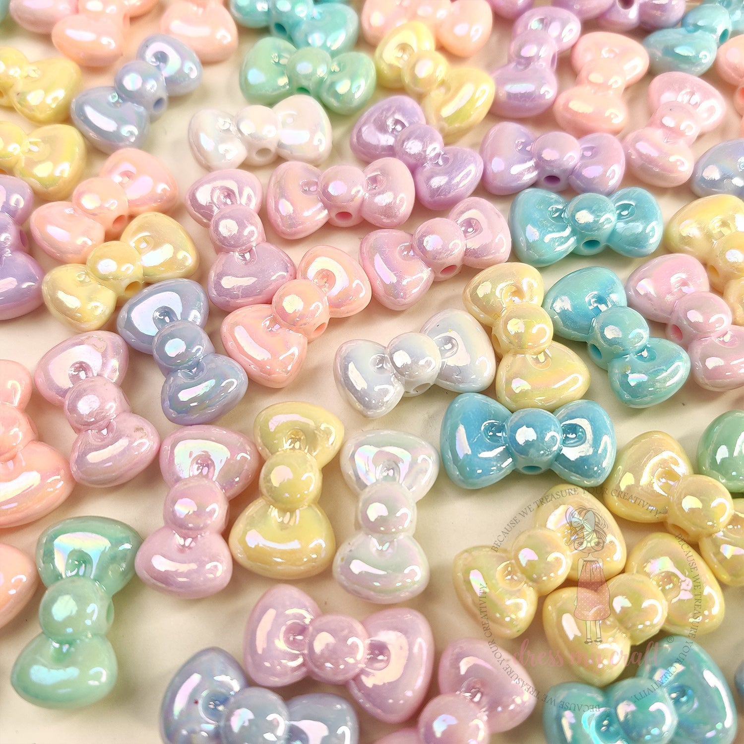 Holographic Pastel Pop Bow Beads