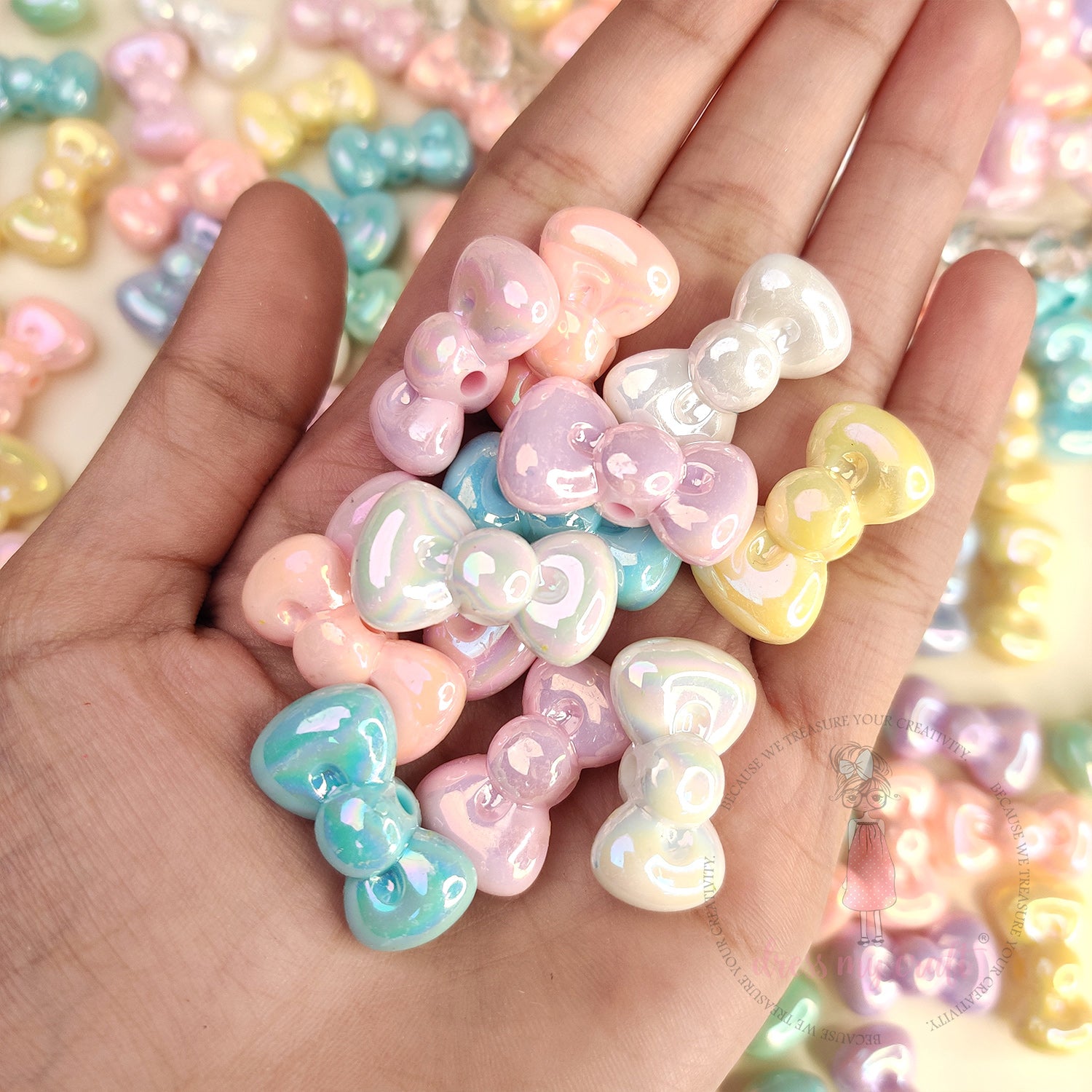 Holographic Pastel Pop Bow Beads