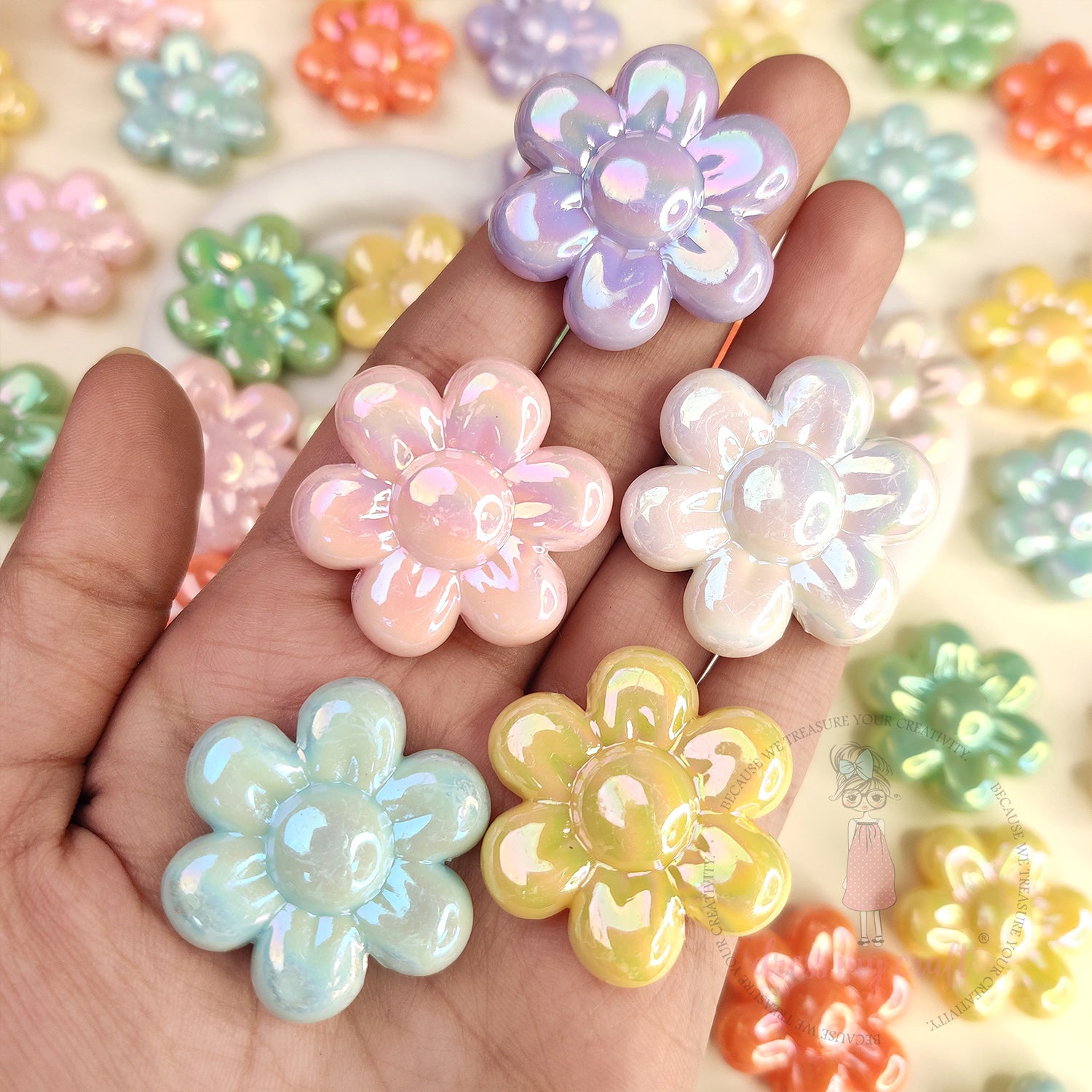 Holographic Fairy Bloom Flower Beads
