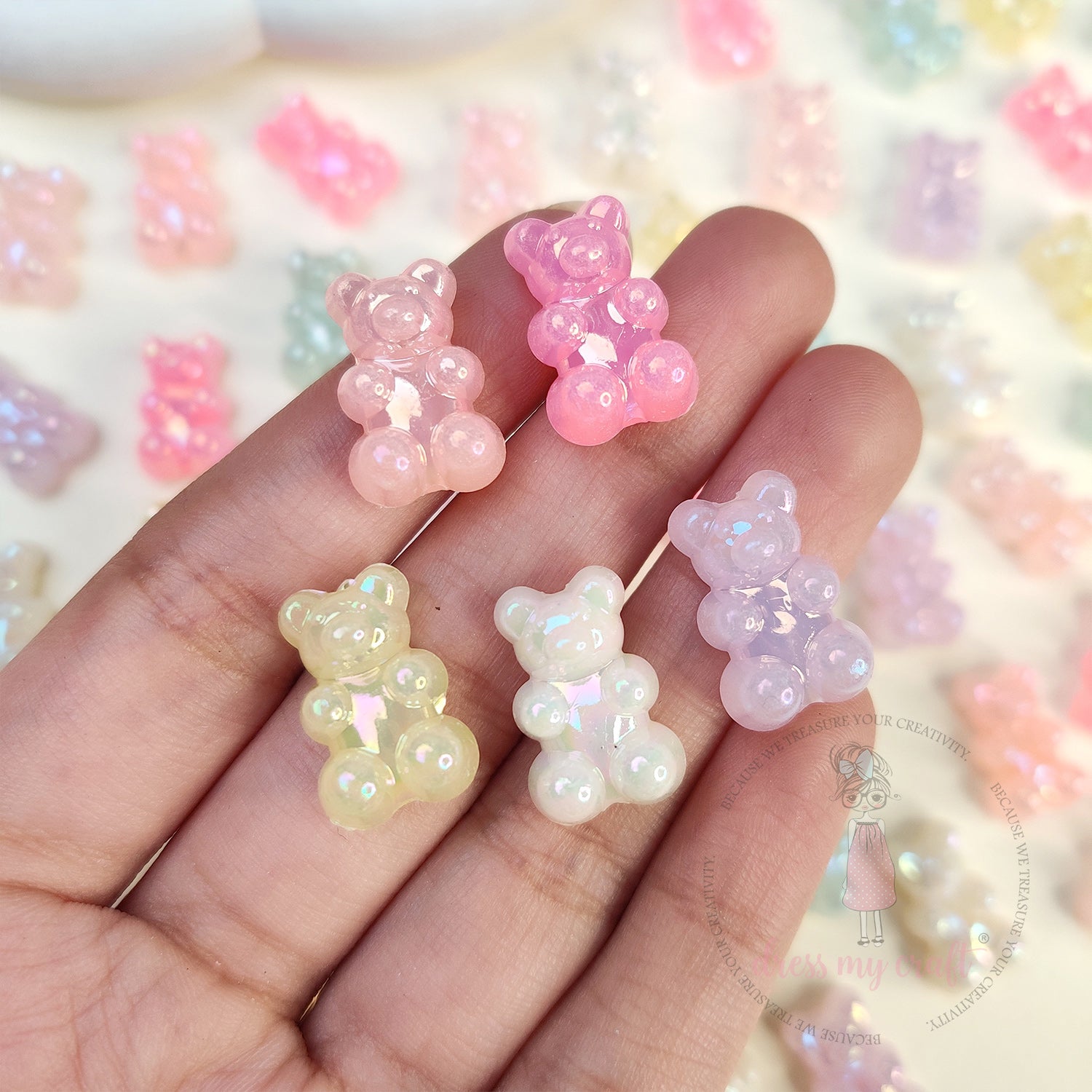 Holographic Gummy Bear Beads