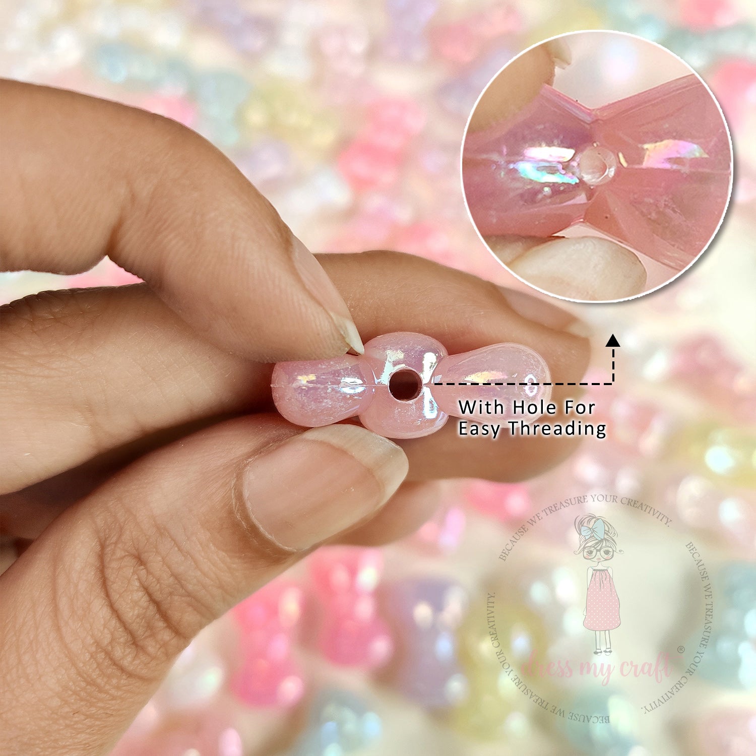 Holographic Pastel Jelly Bow Beads