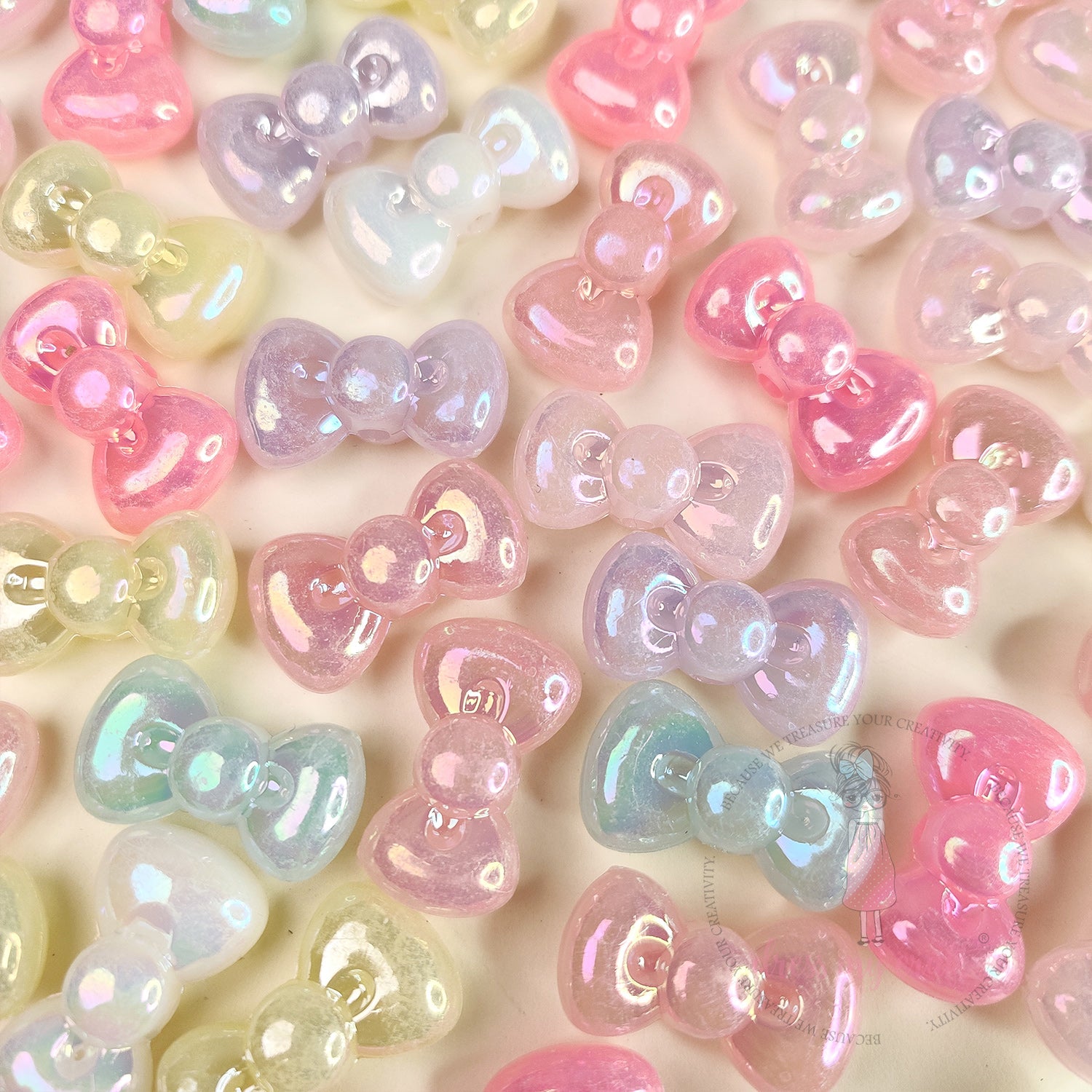 Holographic Pastel Jelly Bow Beads