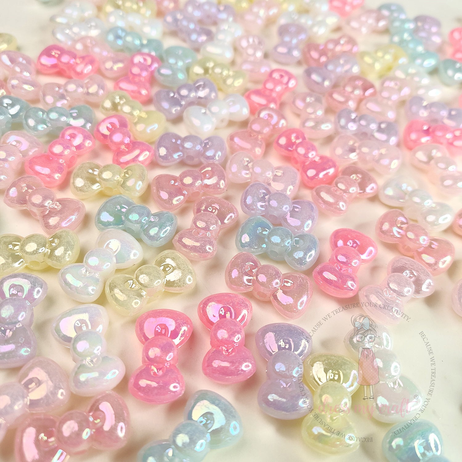 Holographic Pastel Jelly Bow Beads
