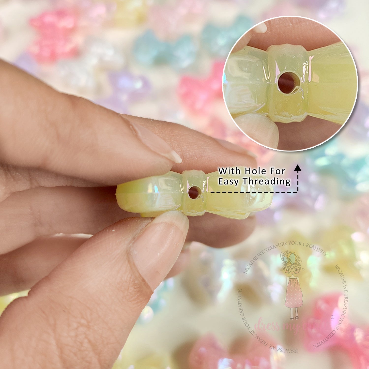Holographic Jelly Glimmer Bow Beads