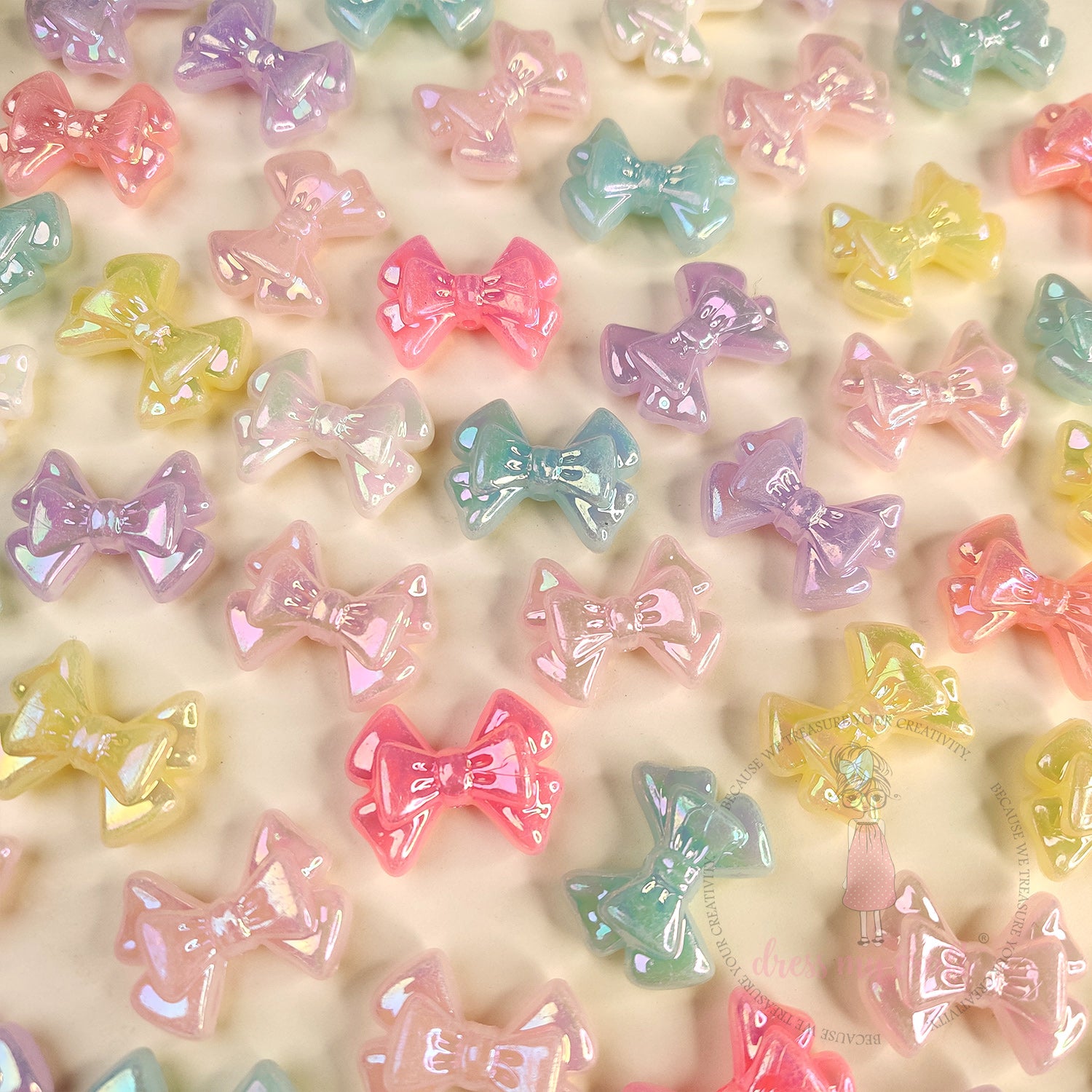 Holographic Jelly Glimmer Bow Beads