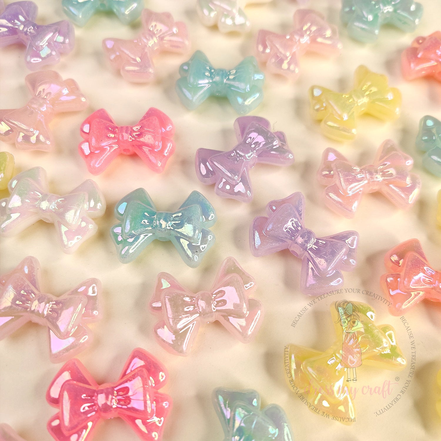 Holographic Jelly Glimmer Bow Beads