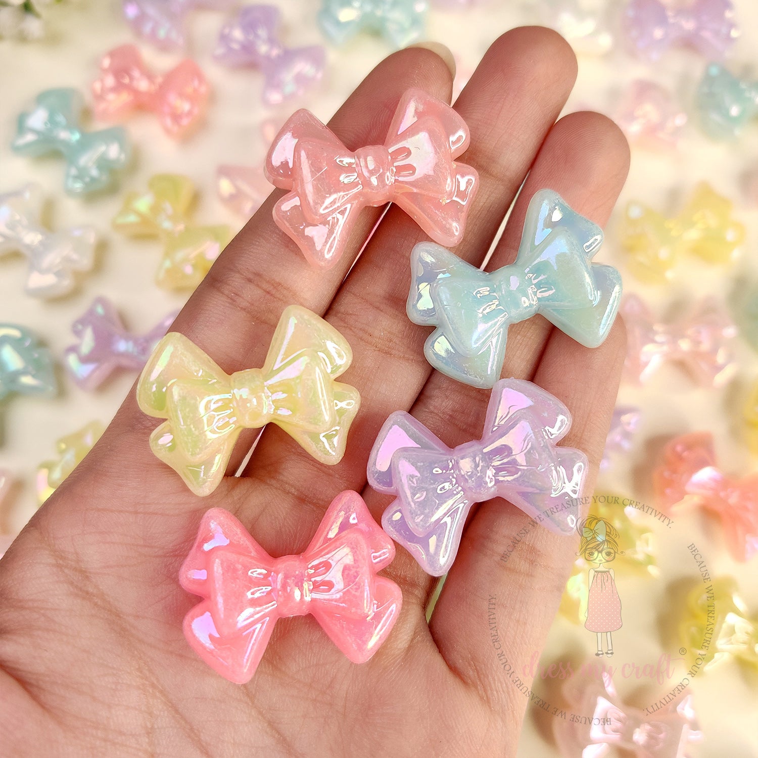Holographic Jelly Glimmer Bow Beads