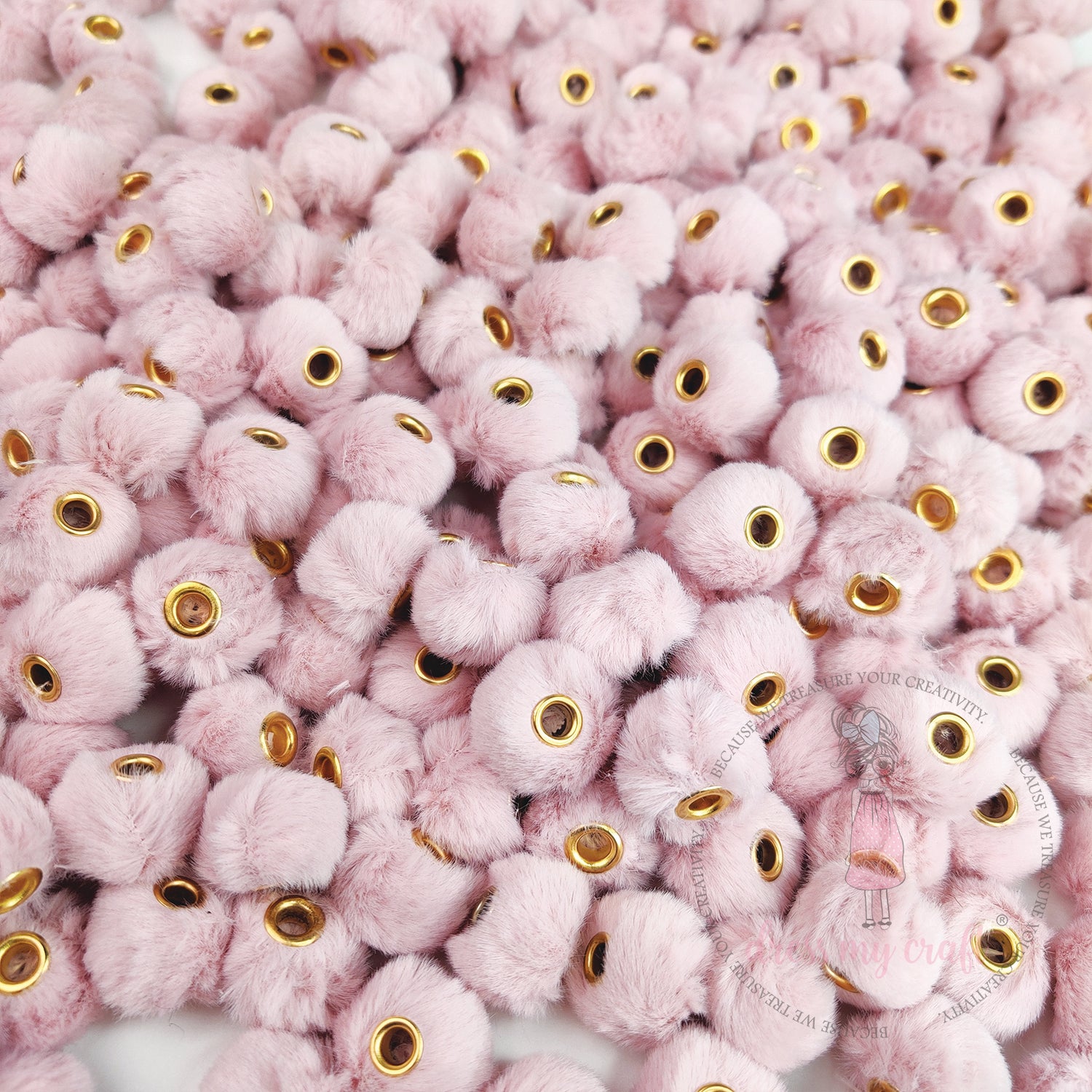 Bead Pom Poms With Hole - Tea Rose