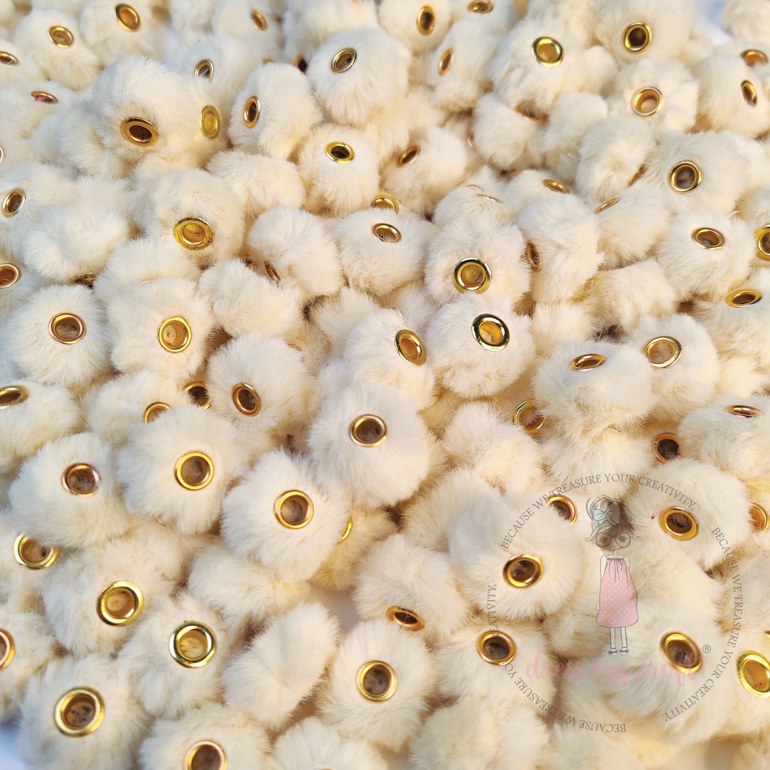 Bead Pom Poms With Hole - Butter Scotch