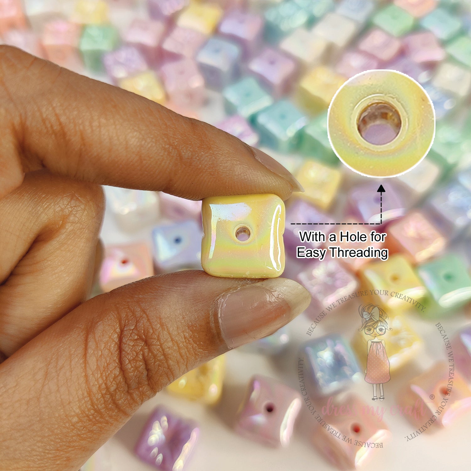 Holographic Candy Cube Beads - 14MM