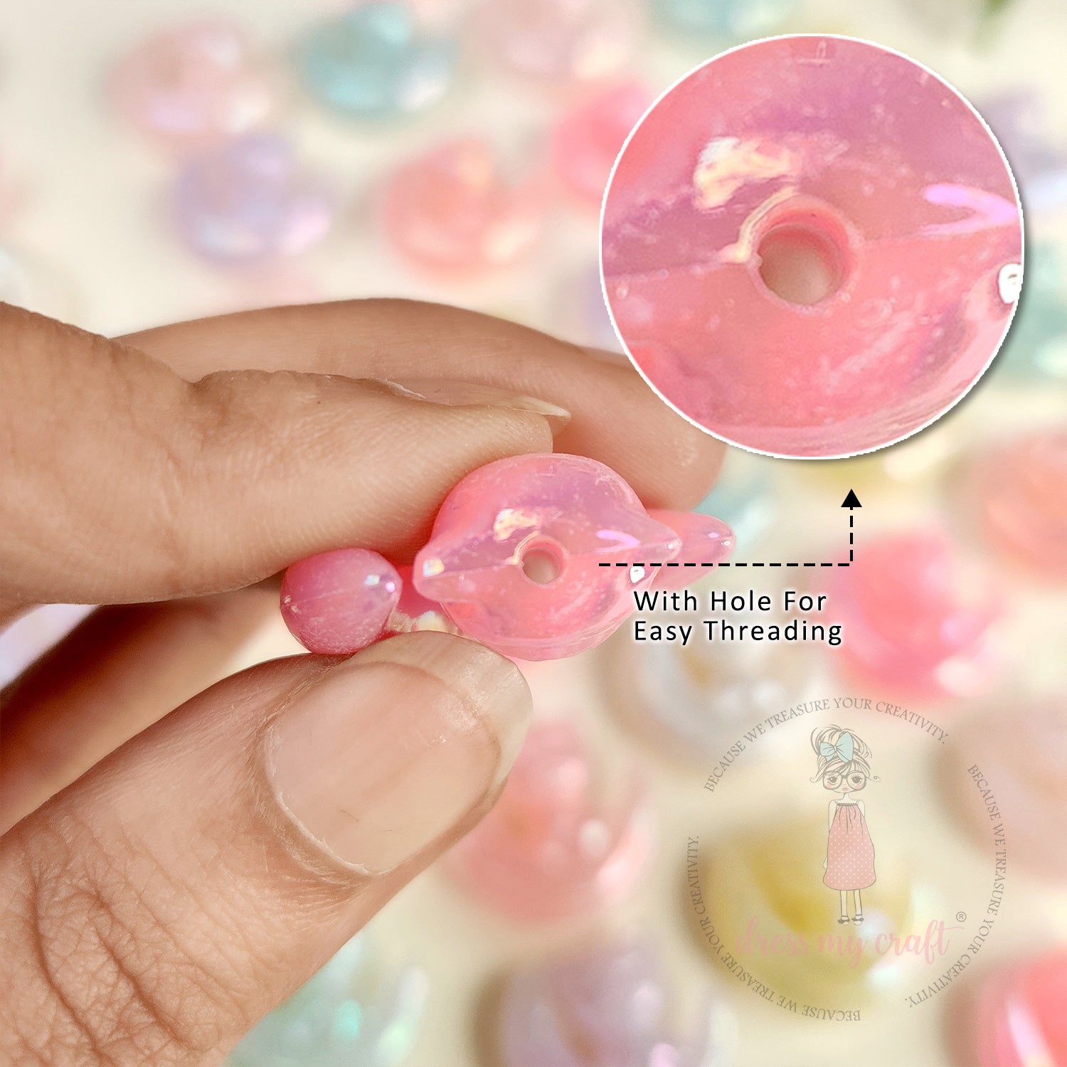 Holographic Moon Kitty Beads