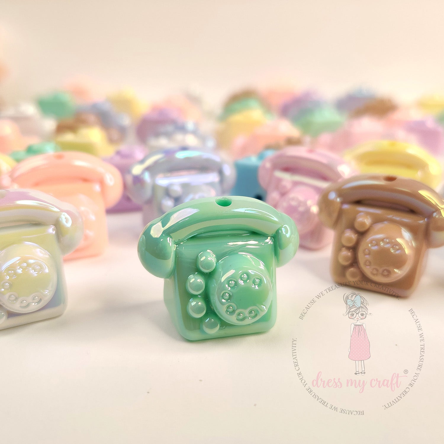 Holographic Retro Telephone Beads