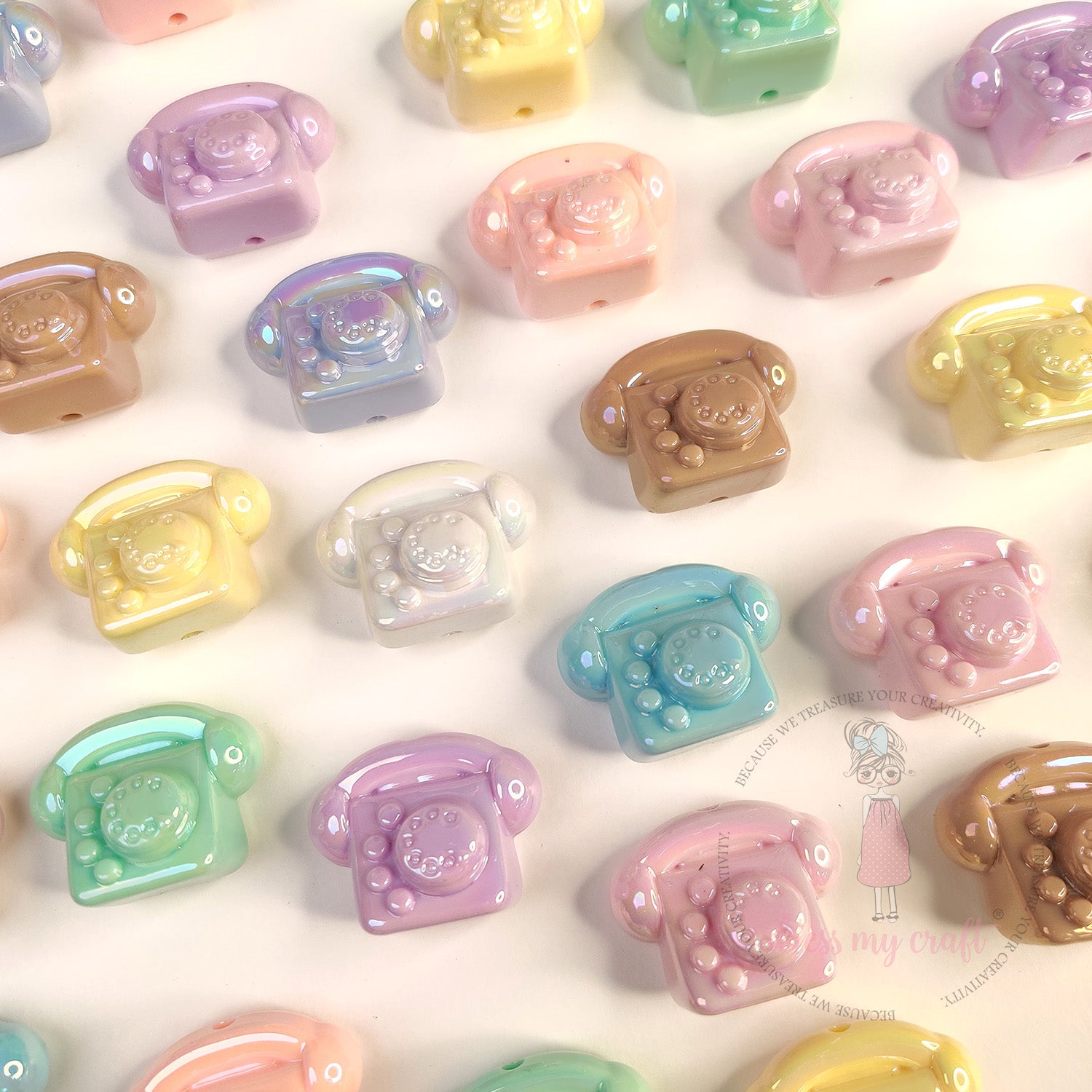 Holographic Retro Telephone Beads