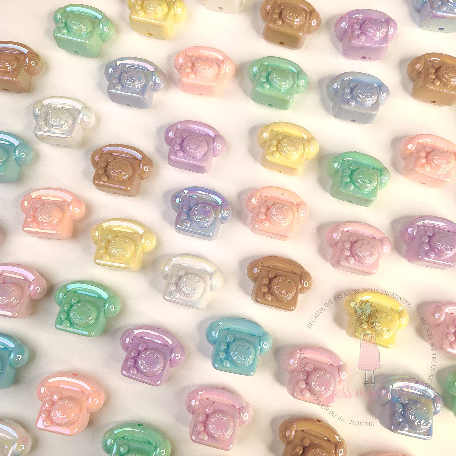 Holographic Retro Telephone Beads