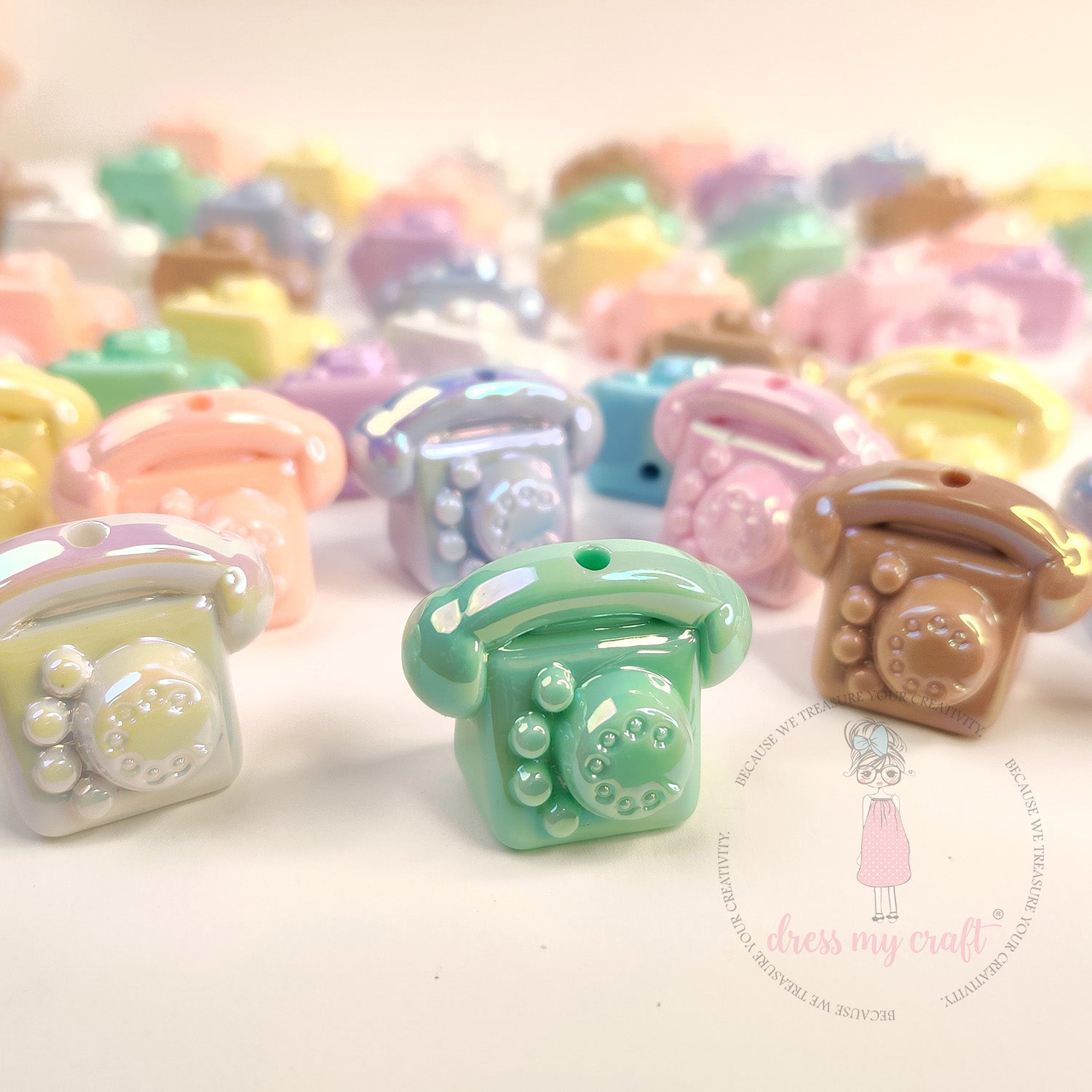 Holographic Retro Telephone Beads