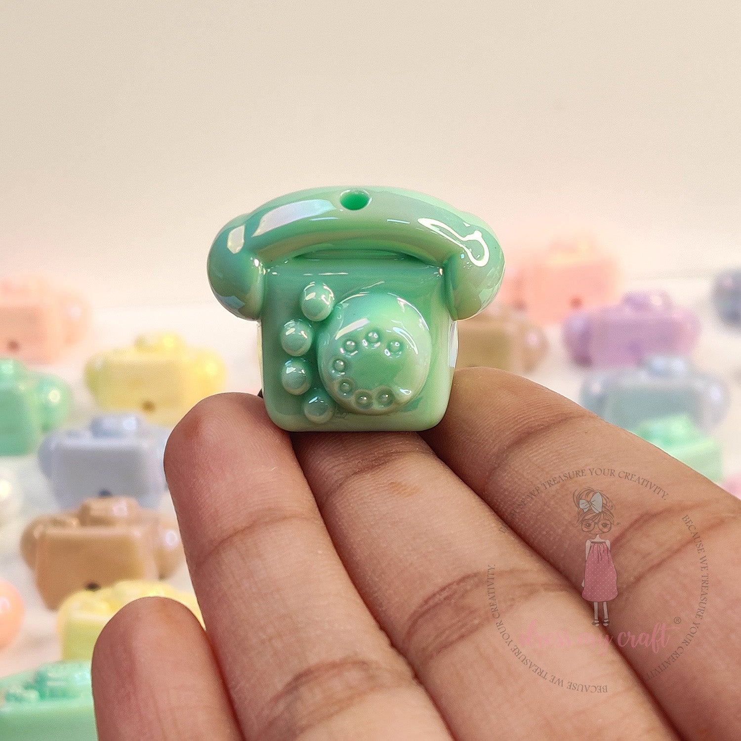 Holographic Retro Telephone Beads