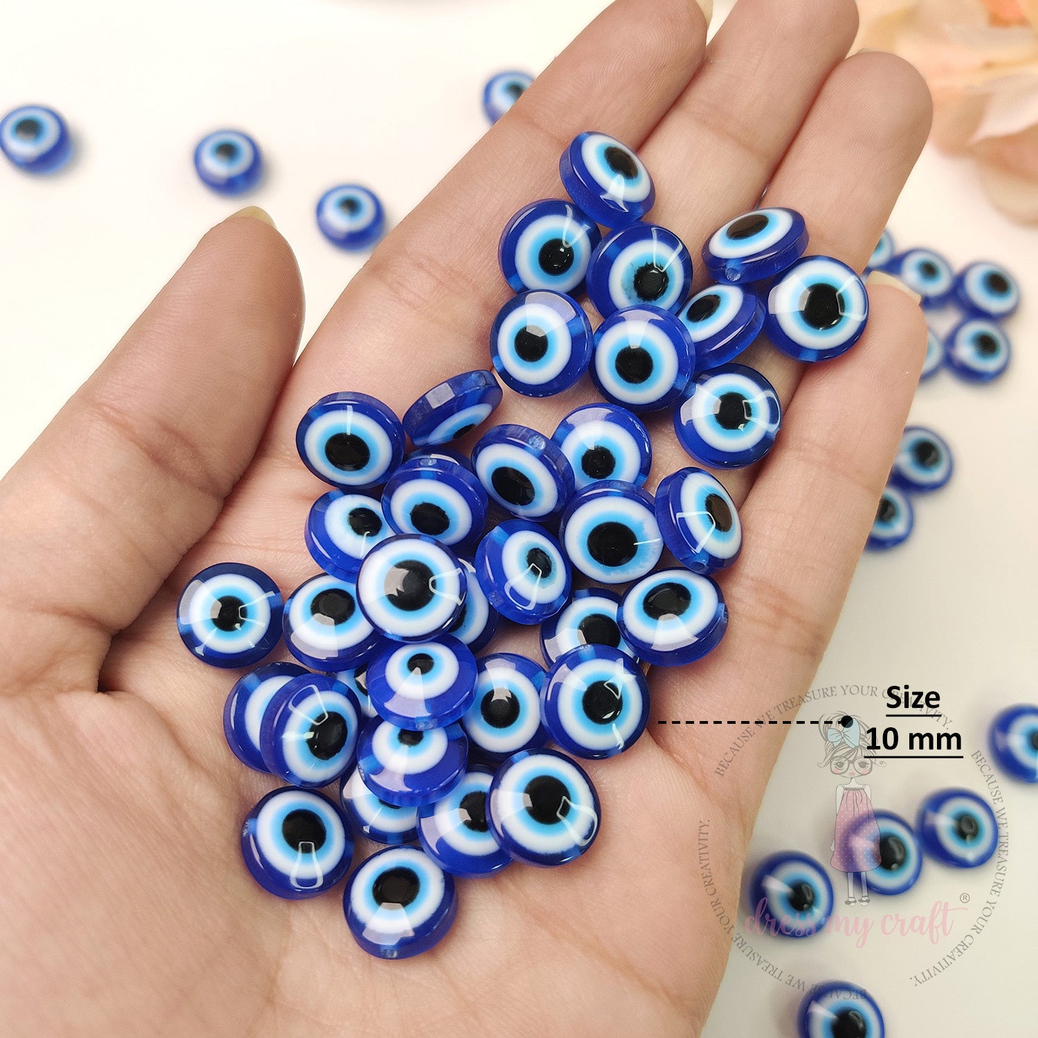 Evil Eye Glass Beads - 10 MM