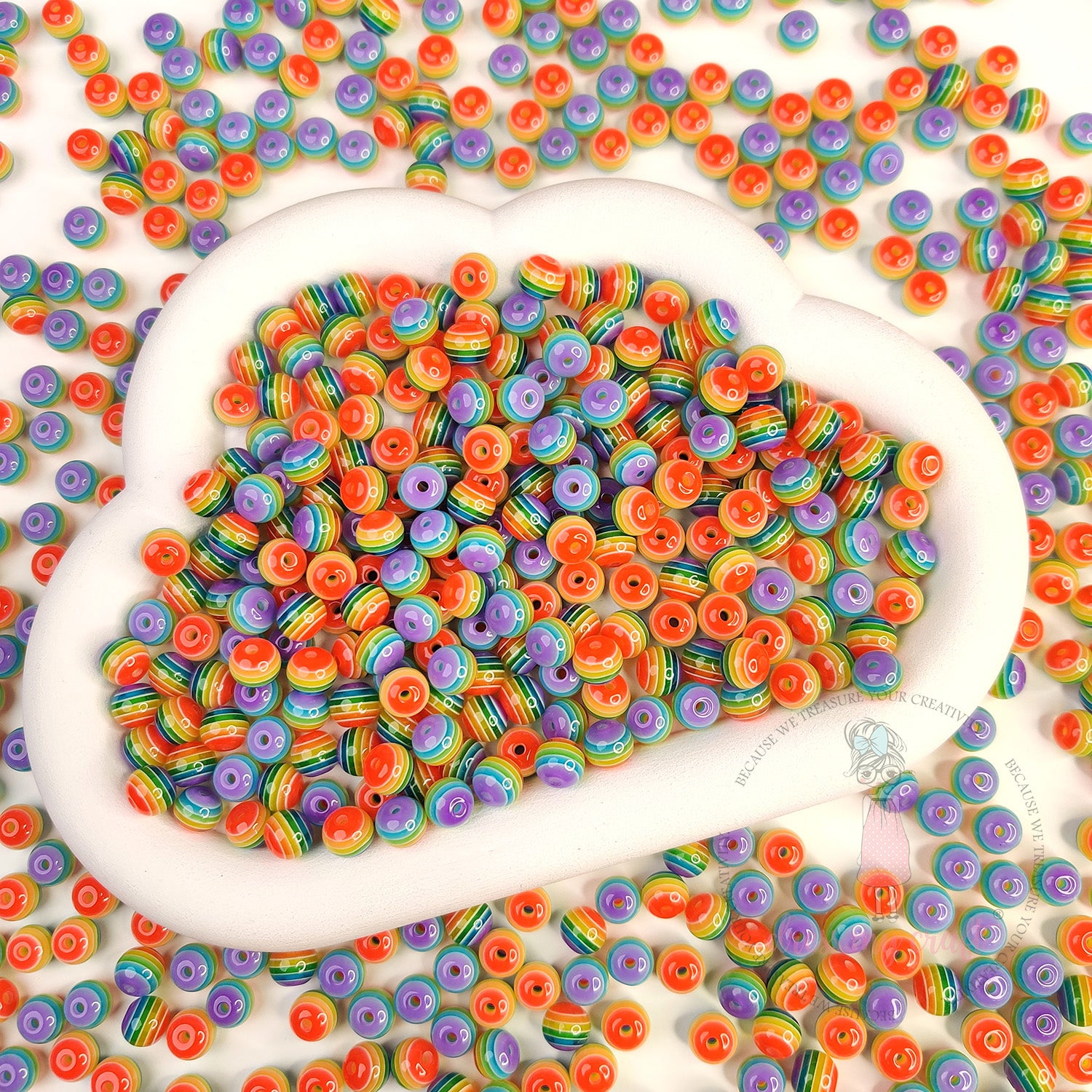 Mini Rainbow Candy Color Beads - 8 MM