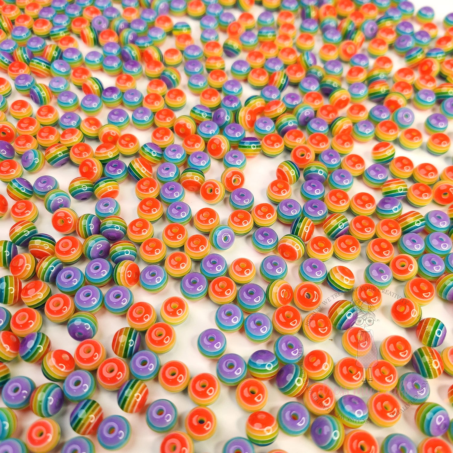Mini Rainbow Candy Color Beads - 8 MM