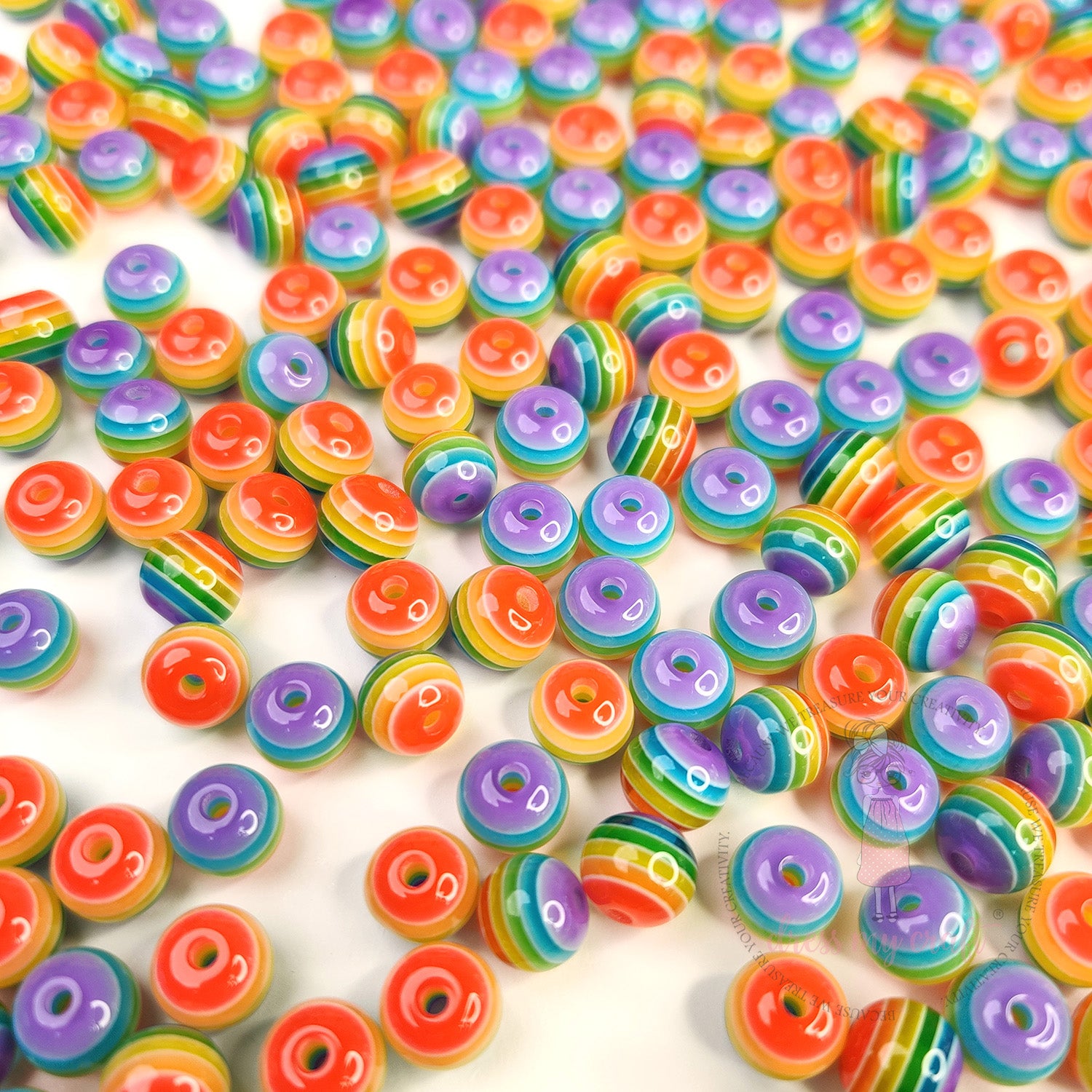Mini Rainbow Candy Color Beads - 8 MM