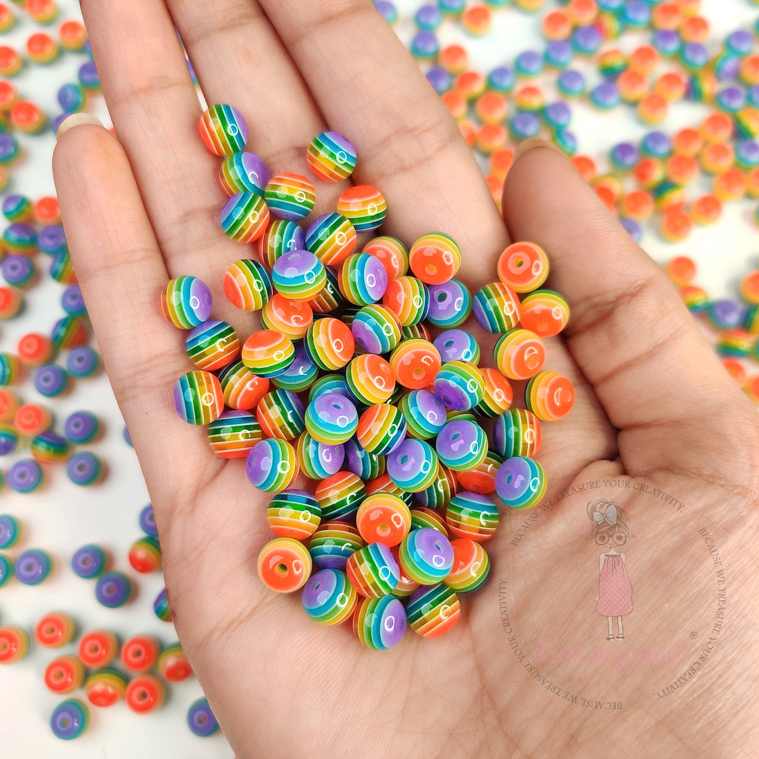 Mini Rainbow Candy Color Beads - 8 MM