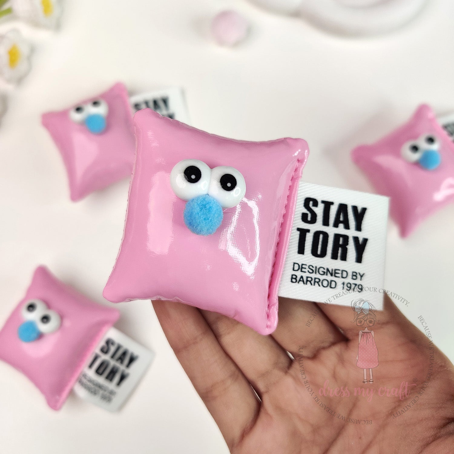 Cute Puffy Cushions With Big Eyes - Pastel Pink