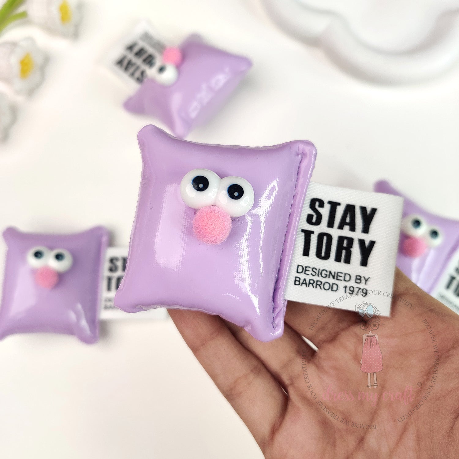 Cute Puffy Cushions With Big Eyes - Pastel Mauve