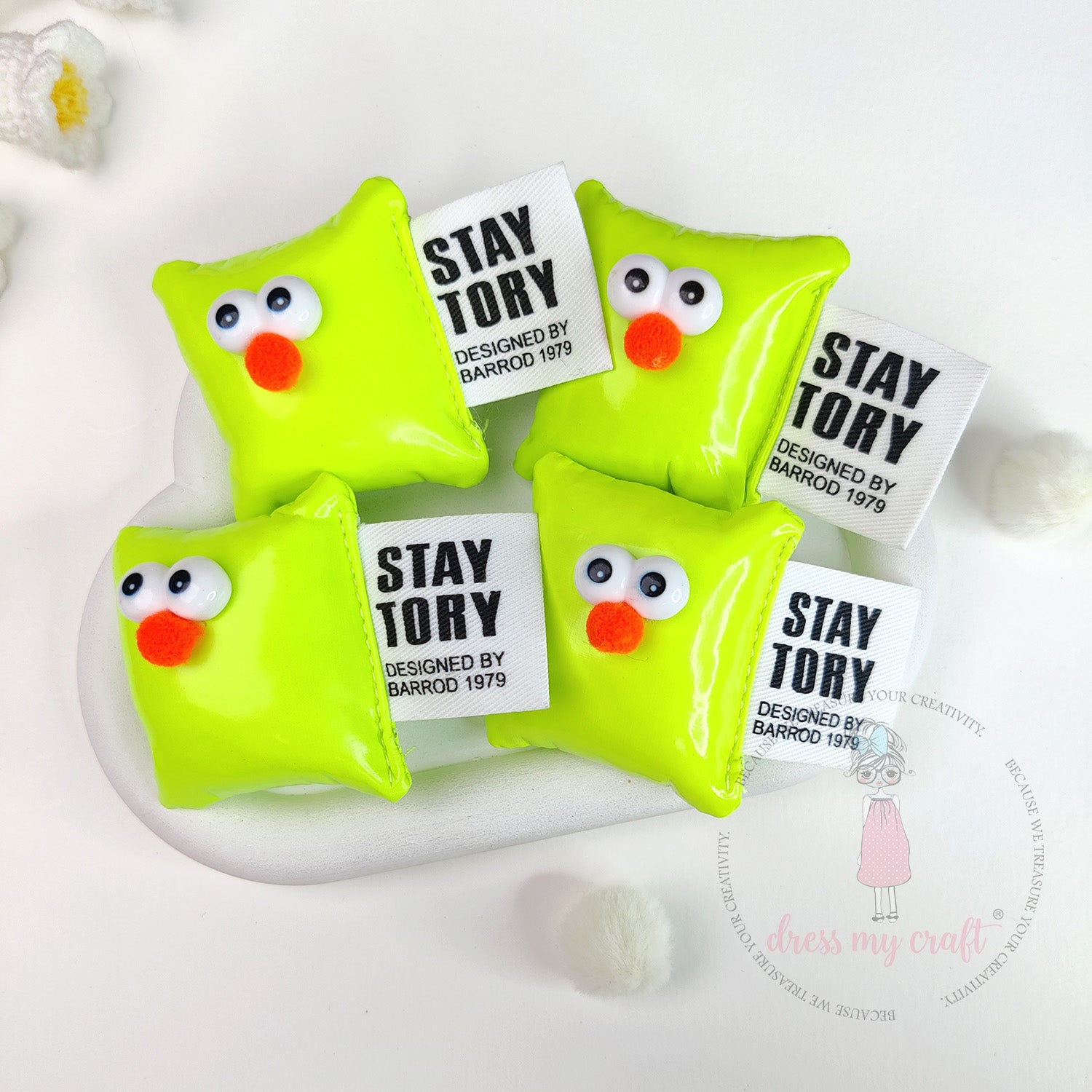 Cute Puffy Cushions With Big Eyes - Fluorescent Green