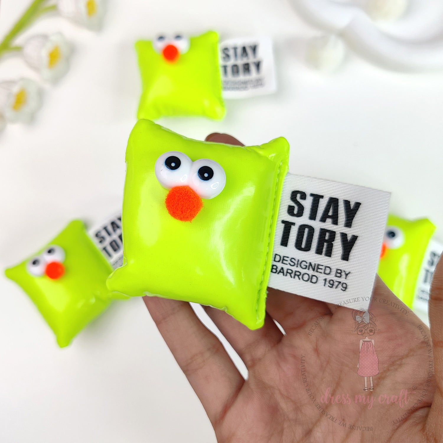Cute Puffy Cushions With Big Eyes - Fluorescent Green