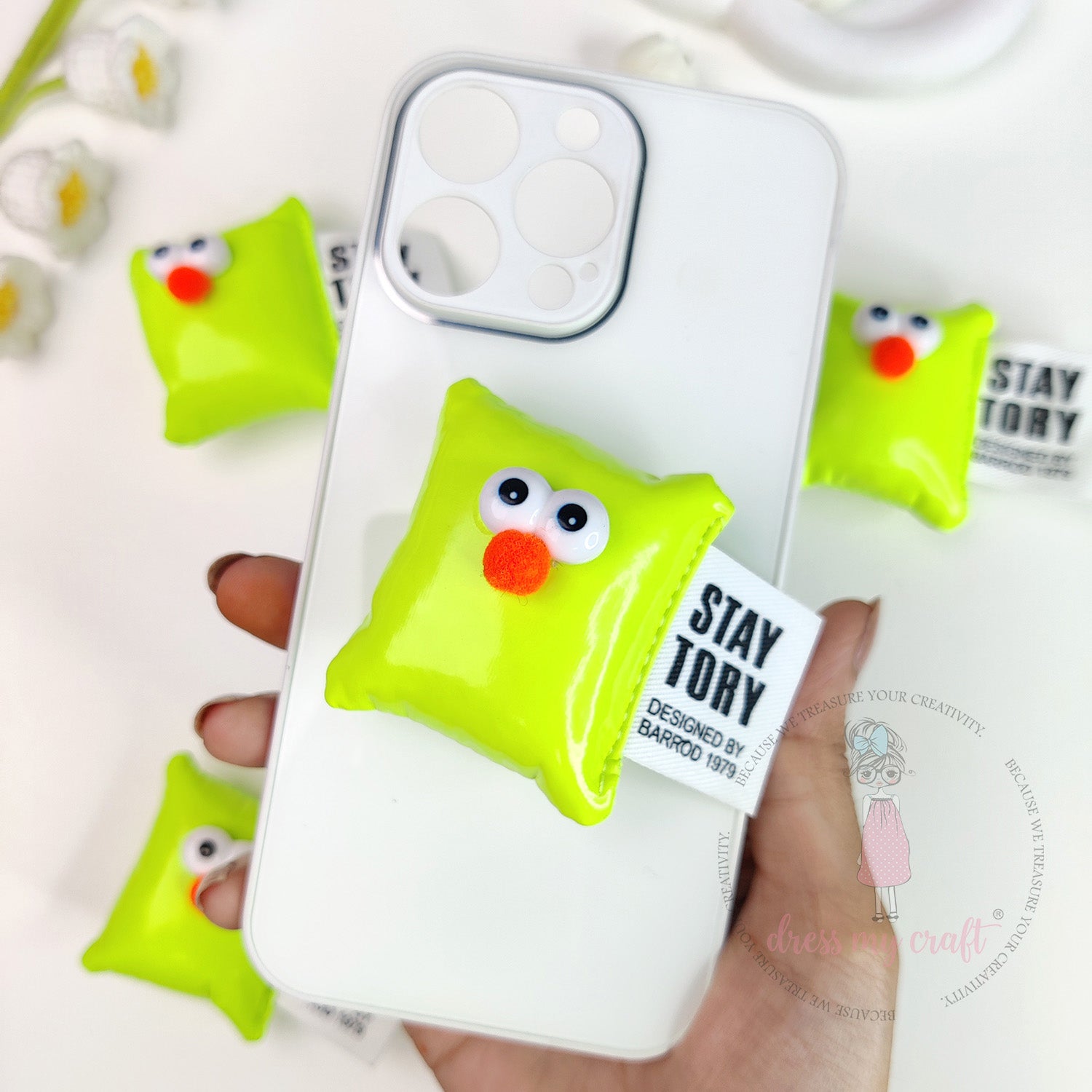 Cute Puffy Cushions With Big Eyes - Fluorescent Green
