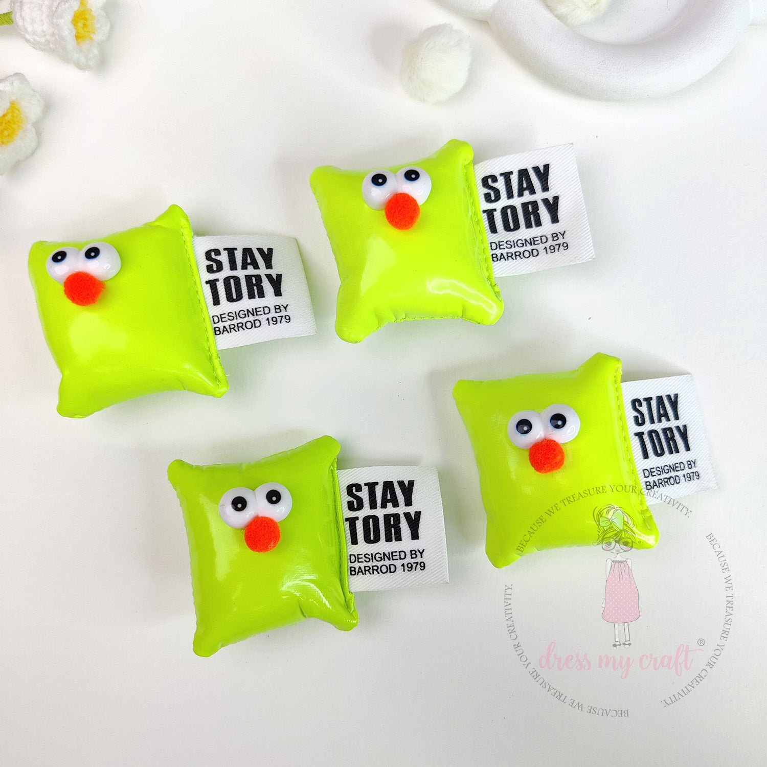 Cute Puffy Cushions With Big Eyes - Fluorescent Green