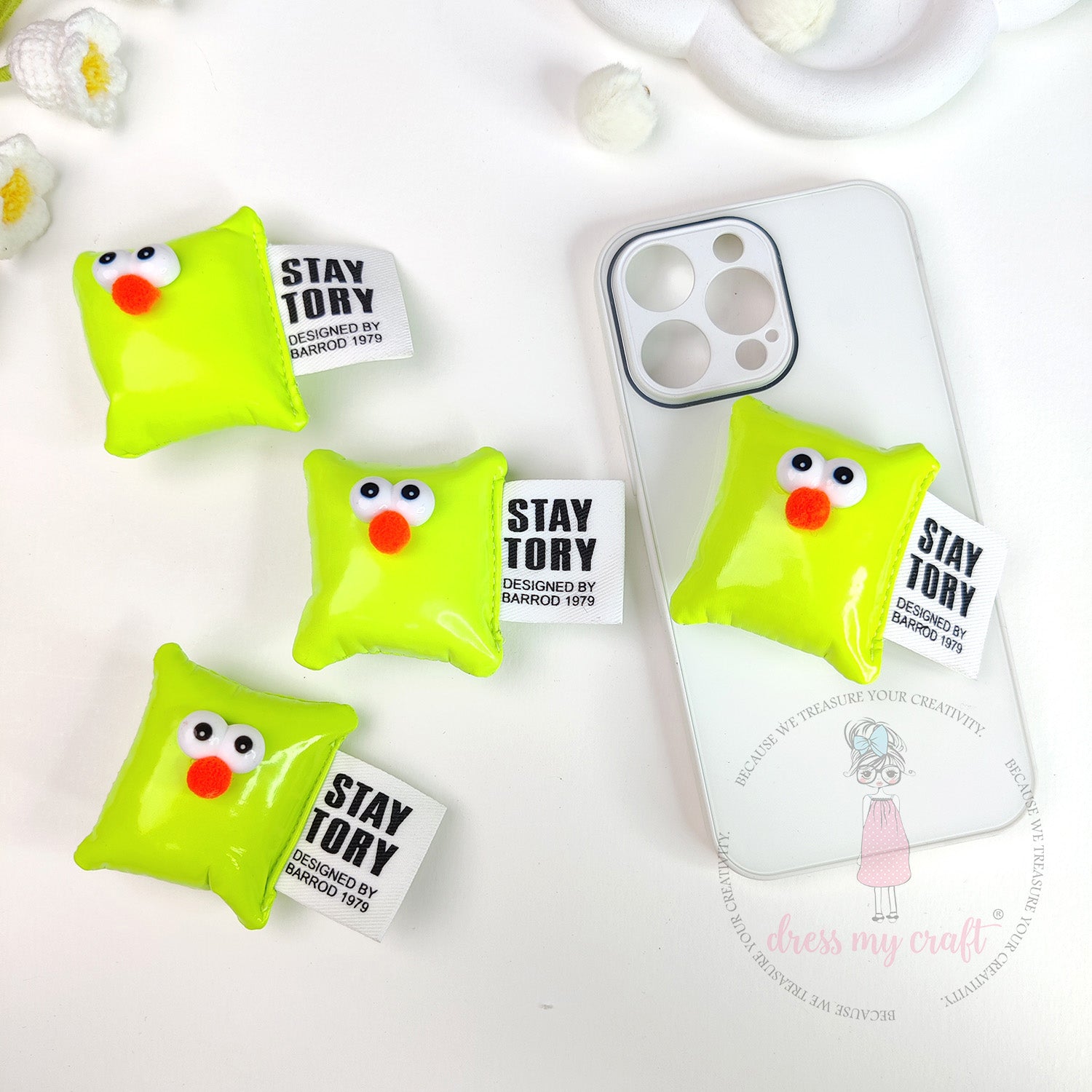 Cute Puffy Cushions With Big Eyes - Fluorescent Green