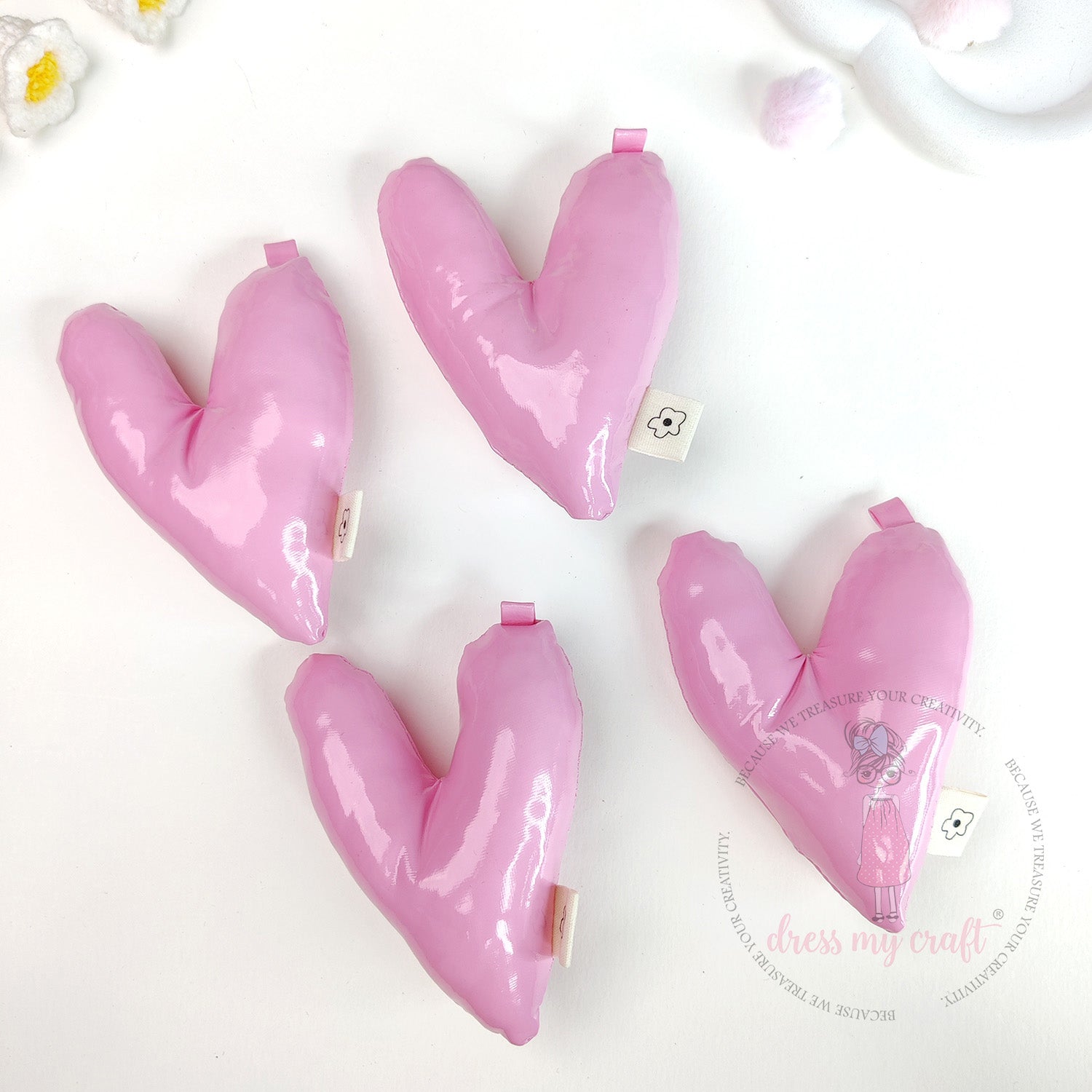 Puffy Hearts With Loop - Pastel Pink