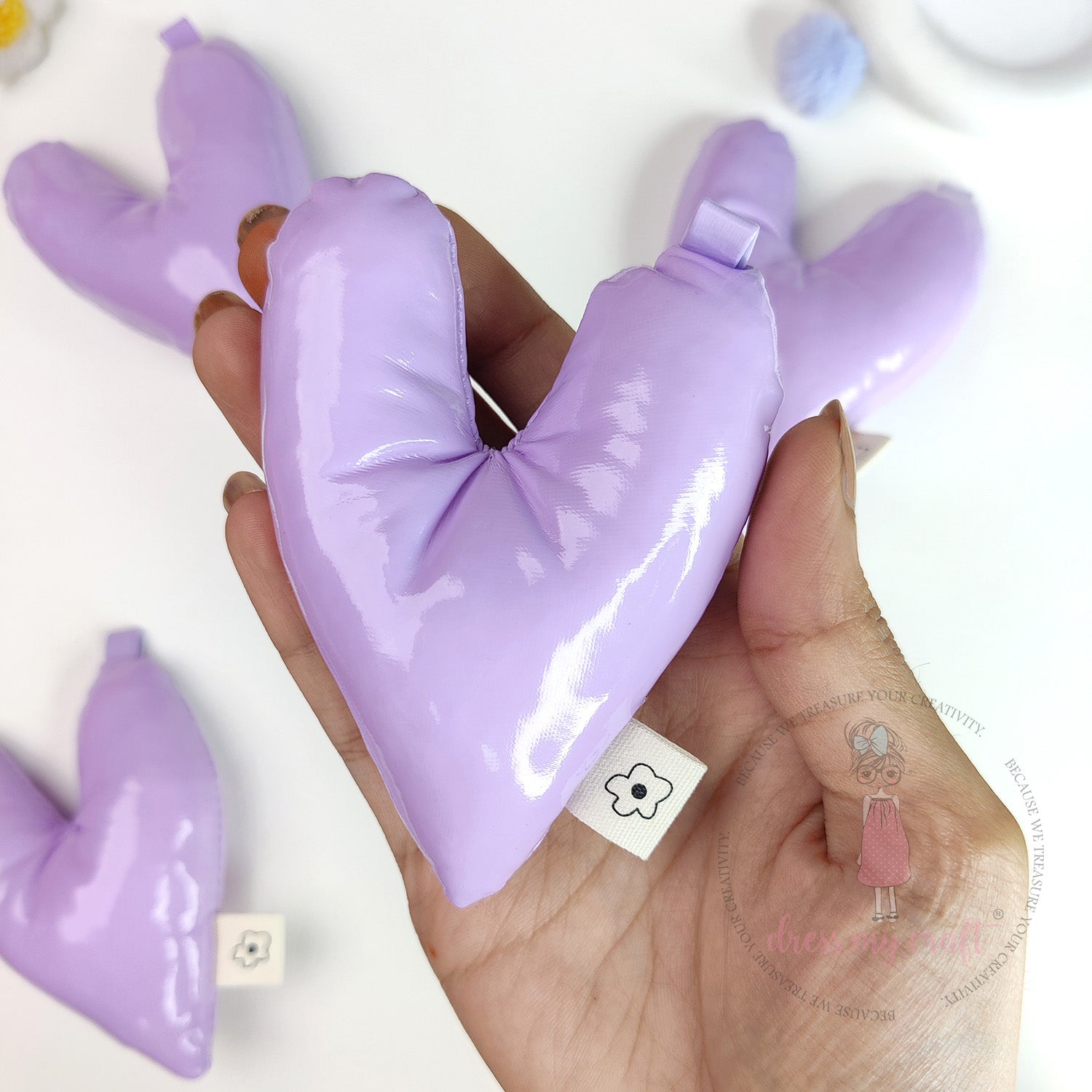 Puffy Hearts With Loop - Pastel Mauve