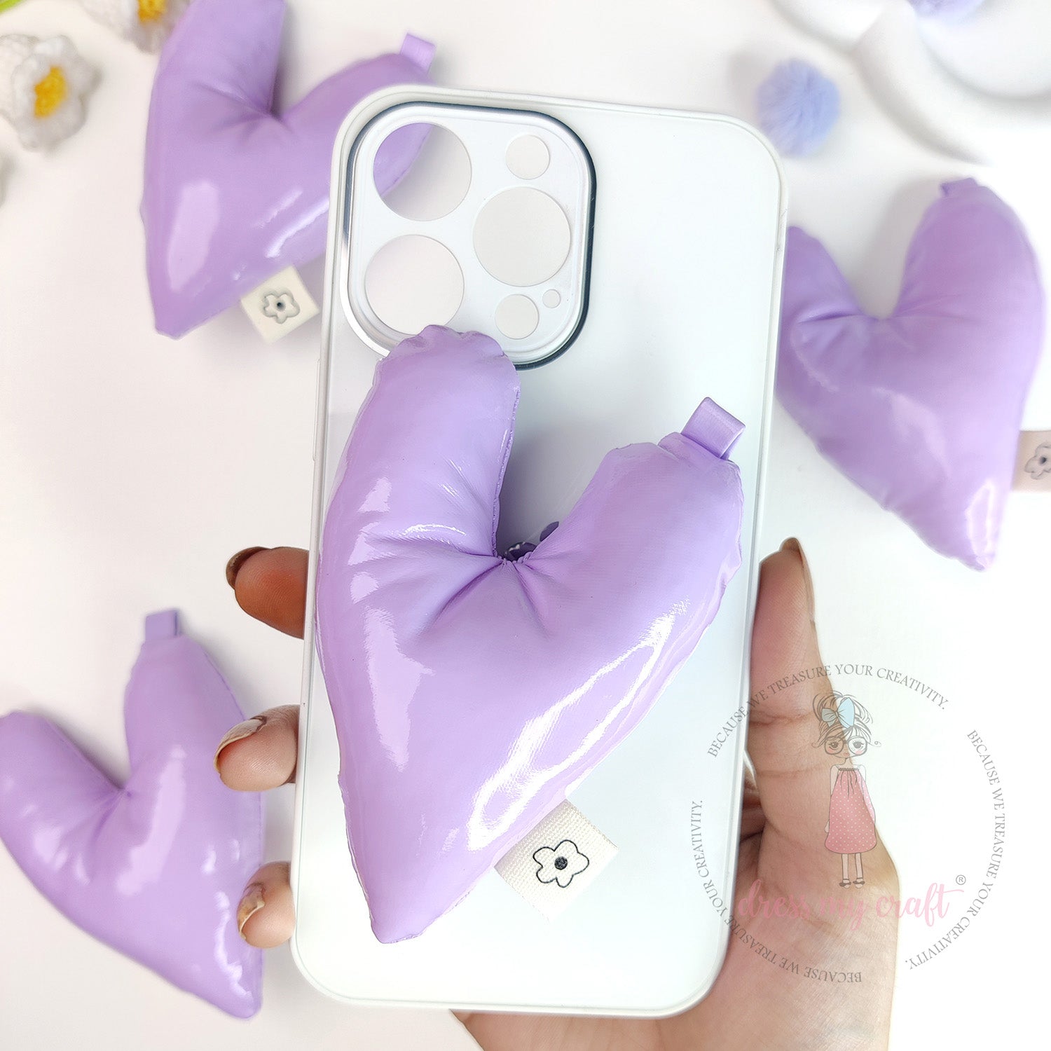 Puffy Hearts With Loop - Pastel Mauve