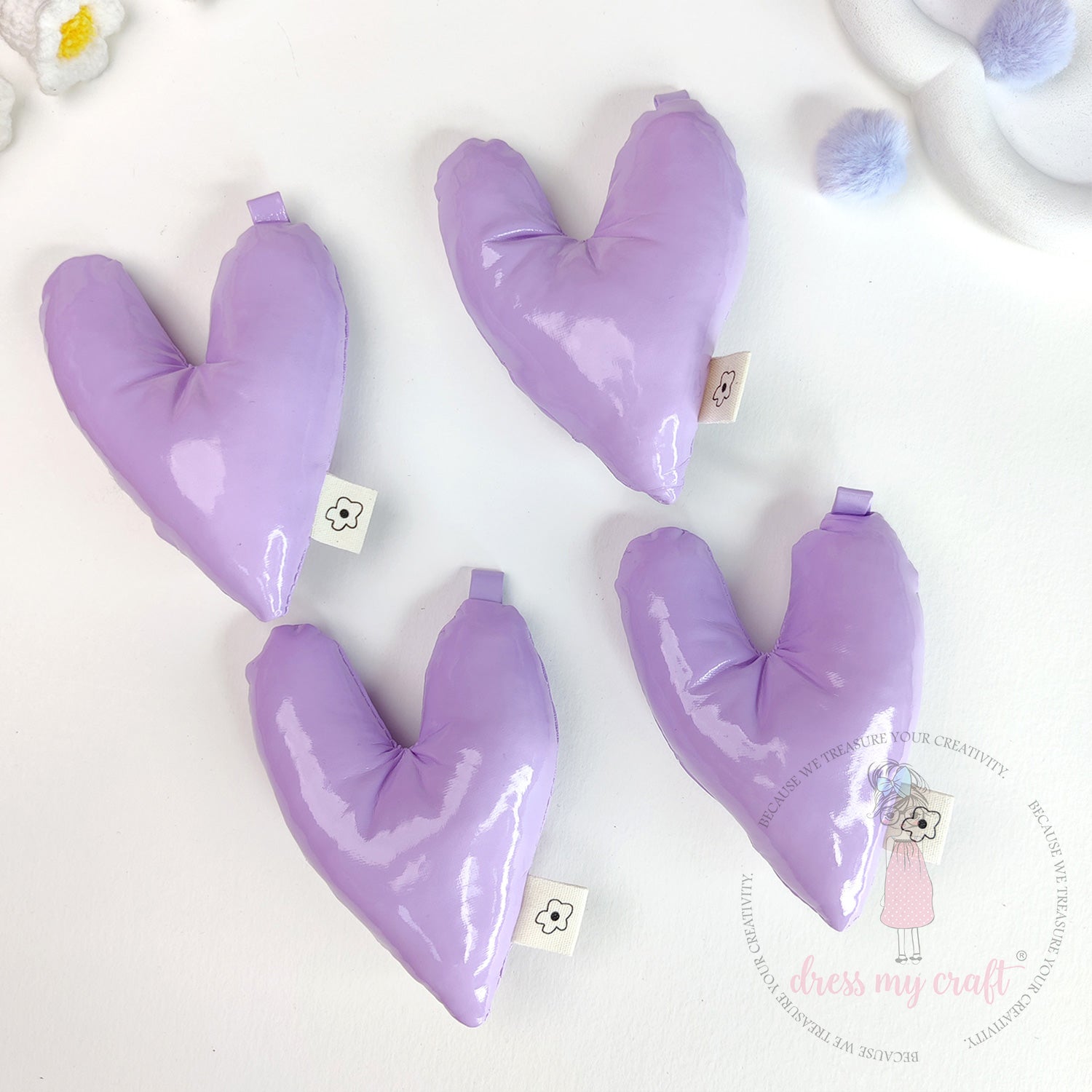 Puffy Hearts With Loop - Pastel Mauve