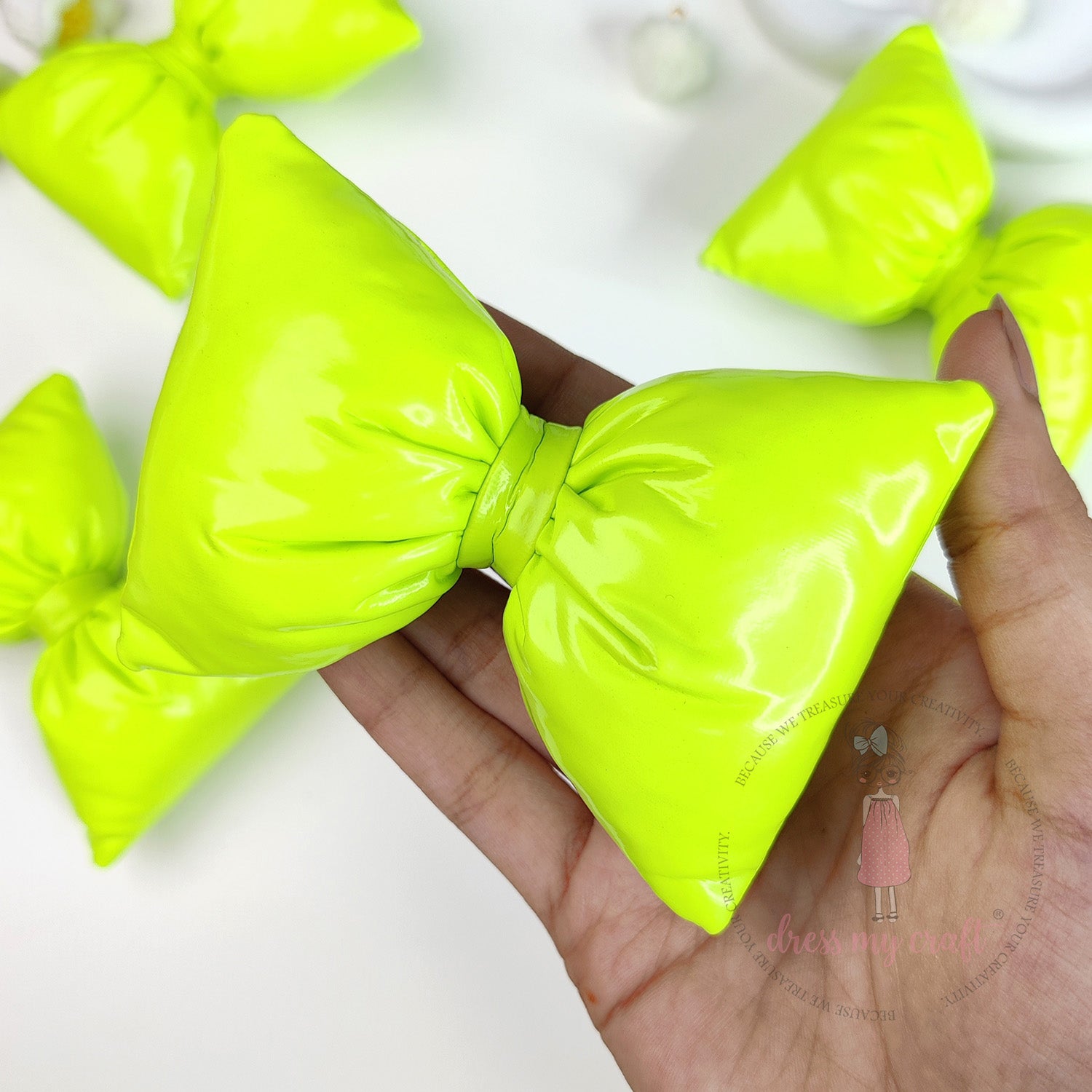 Puffy Bows - Fluorescent Green