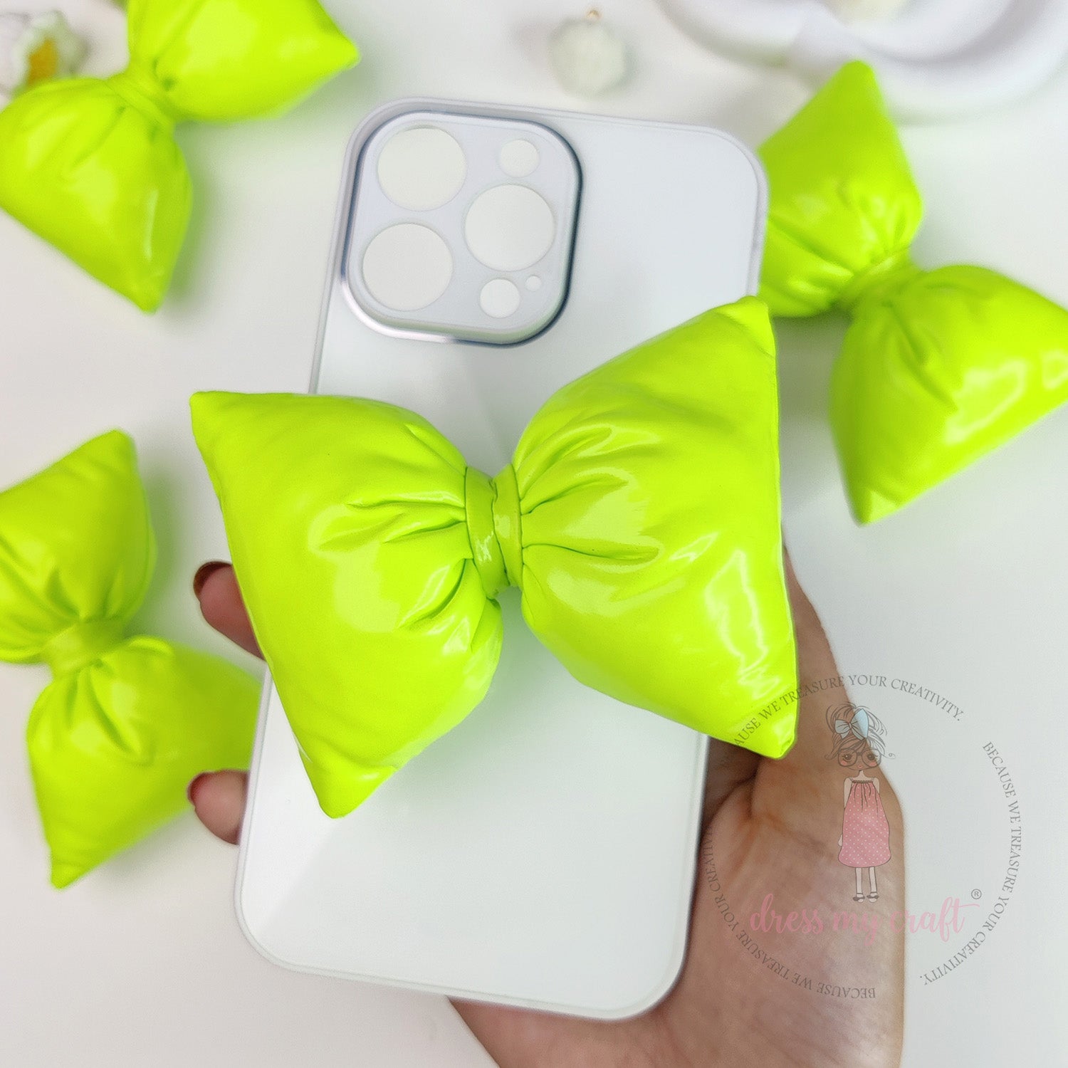 Puffy Bows - Fluorescent Green