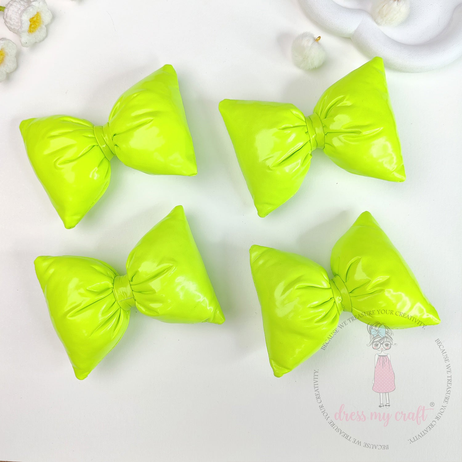 Puffy Bows - Fluorescent Green
