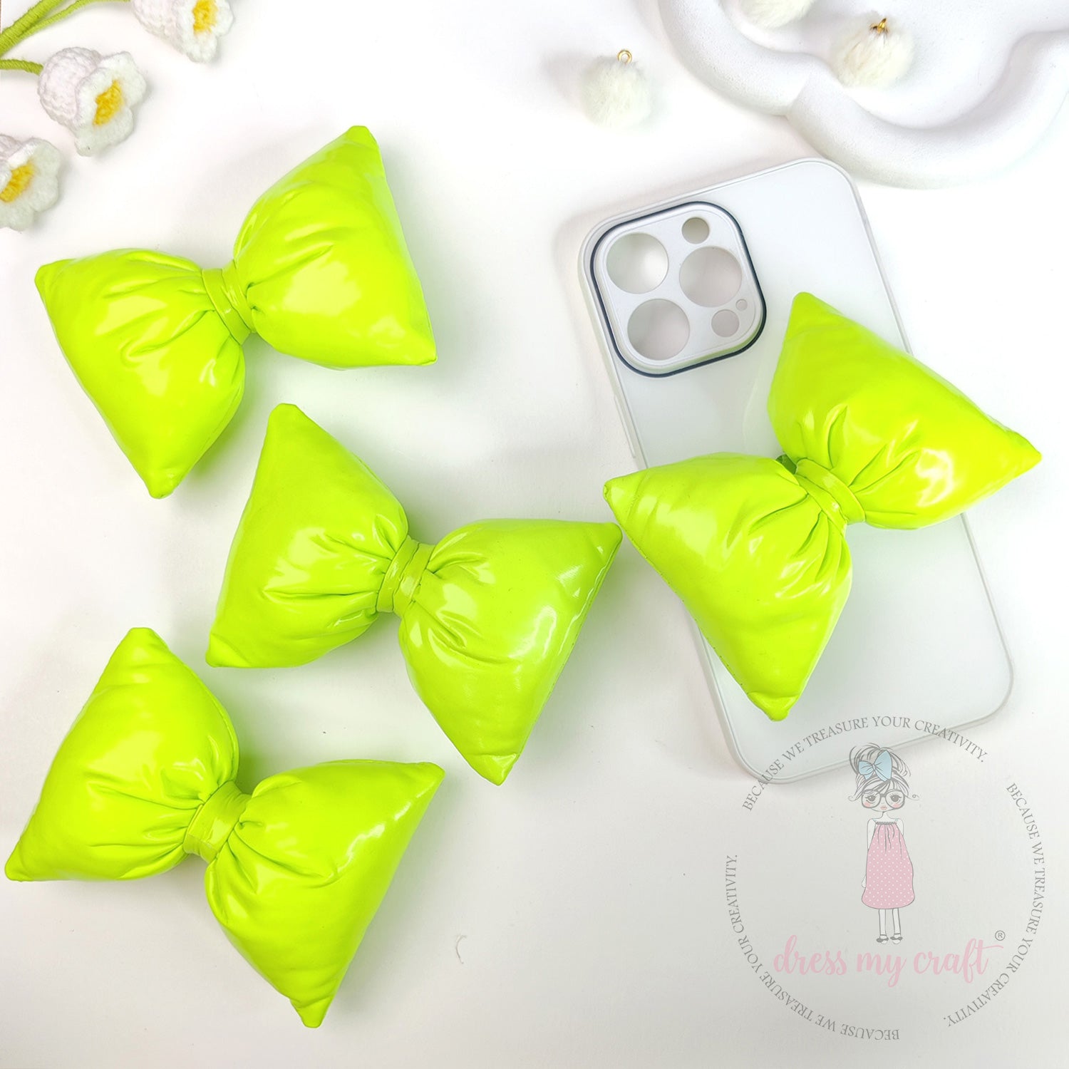 Puffy Bows - Fluorescent Green
