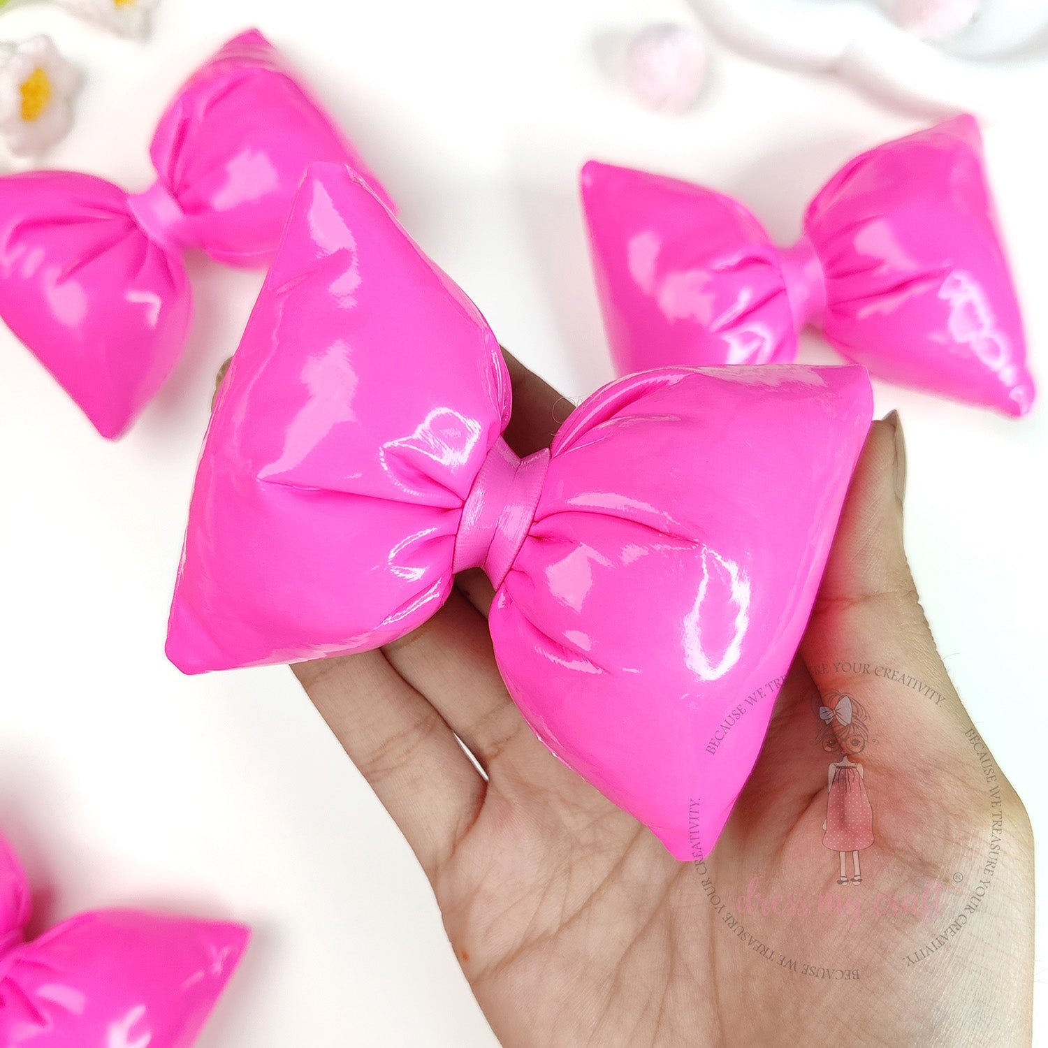 Puffy Bows - Fluorescent Pink