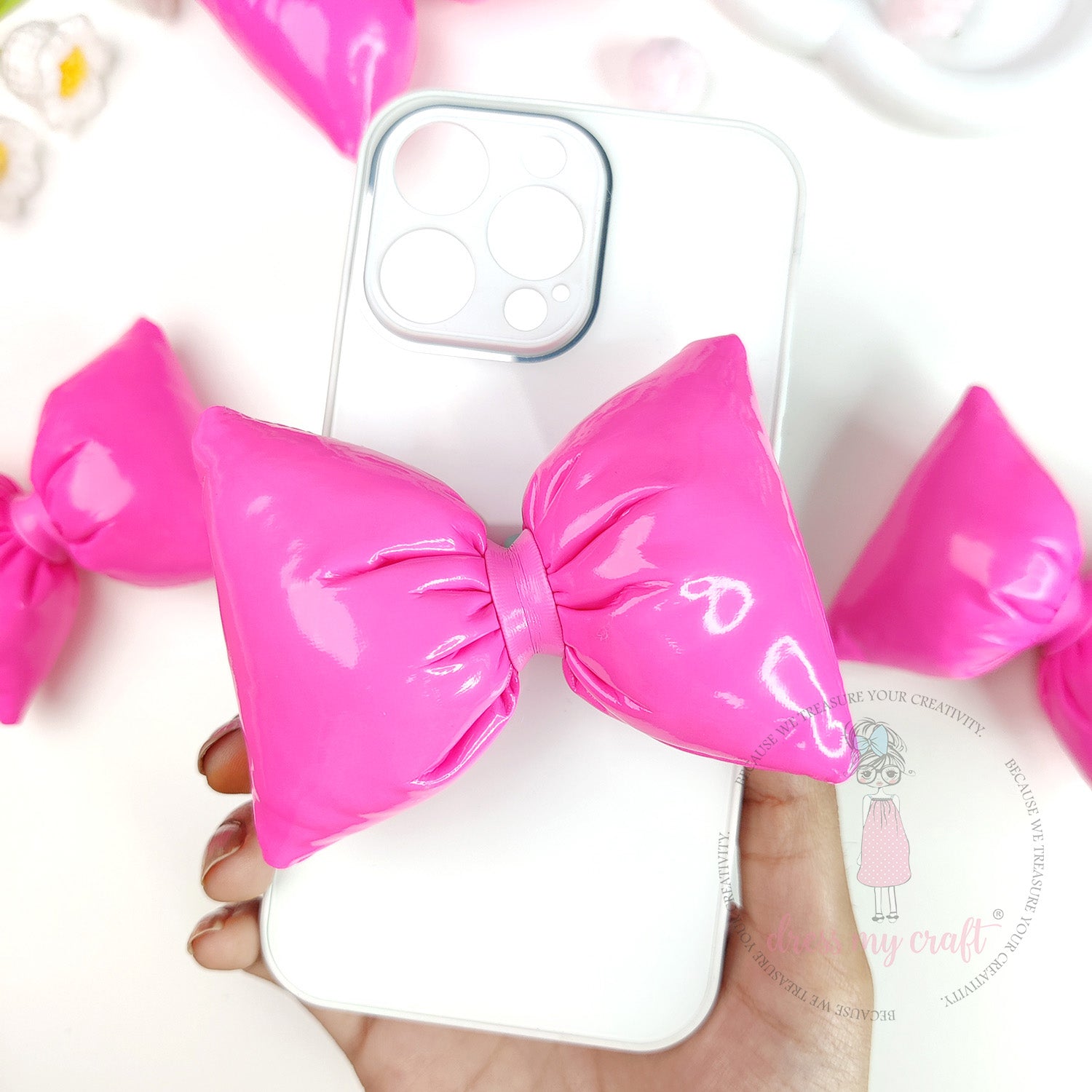 Puffy Bows - Fluorescent Pink