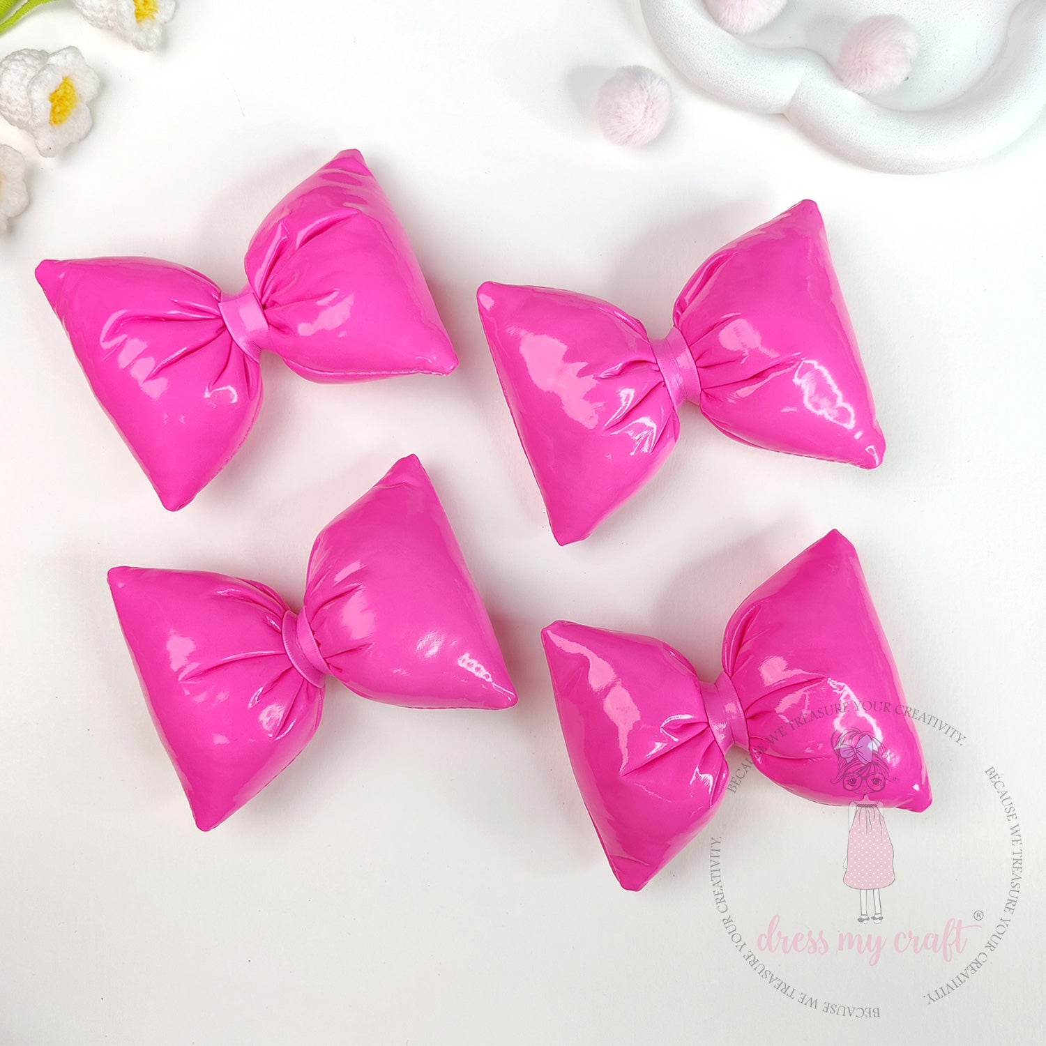 Puffy Bows - Fluorescent Pink