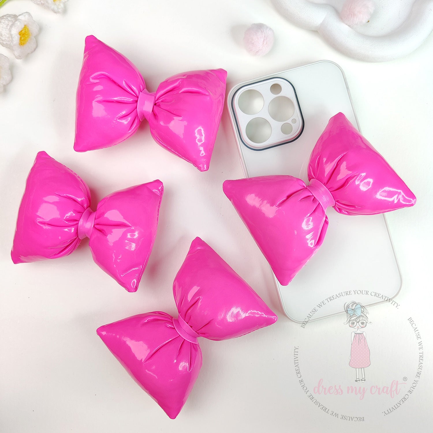 Puffy Bows - Fluorescent Pink