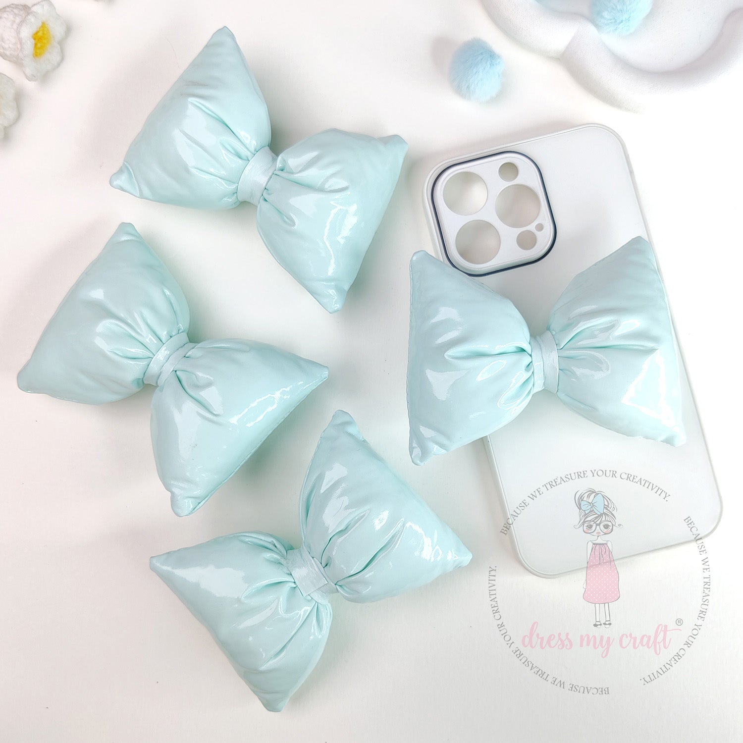 Puffy Bows - Pastel Blue
