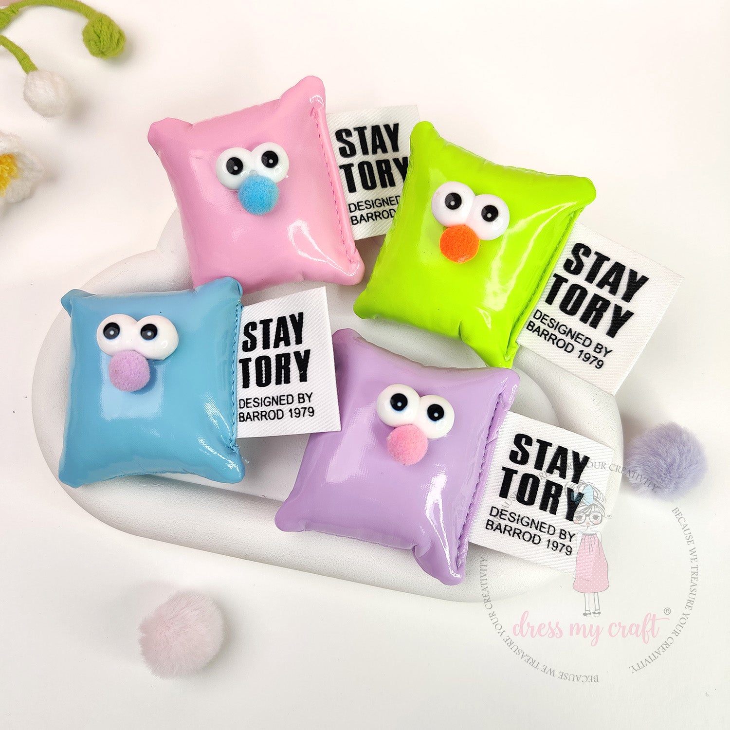 Cute Puffy Cushions With Big Eyes Combo Pack