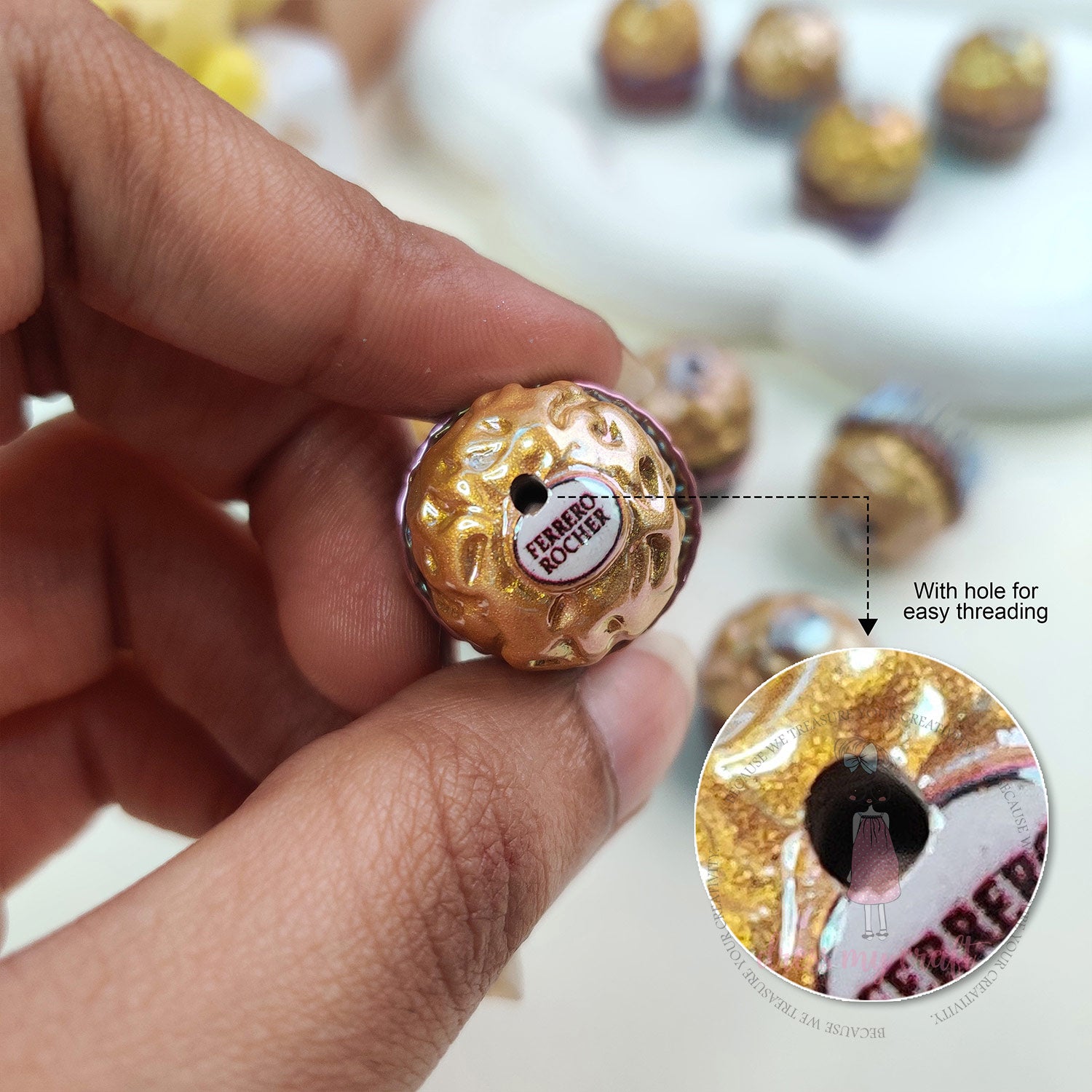 Holographic Ferrero Rocher Chocolate Beads