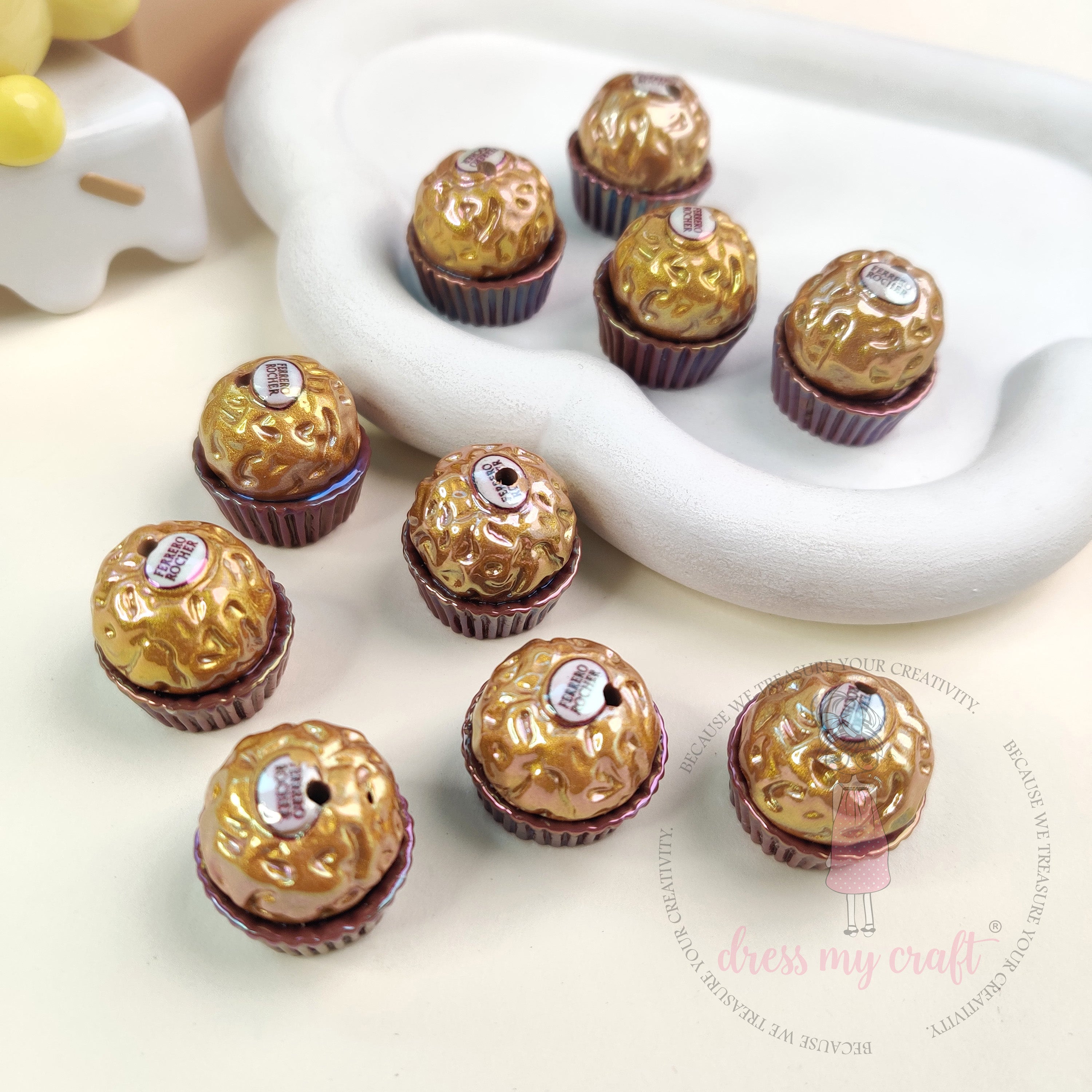 Holographic Ferrero Rocher Chocolate Beads