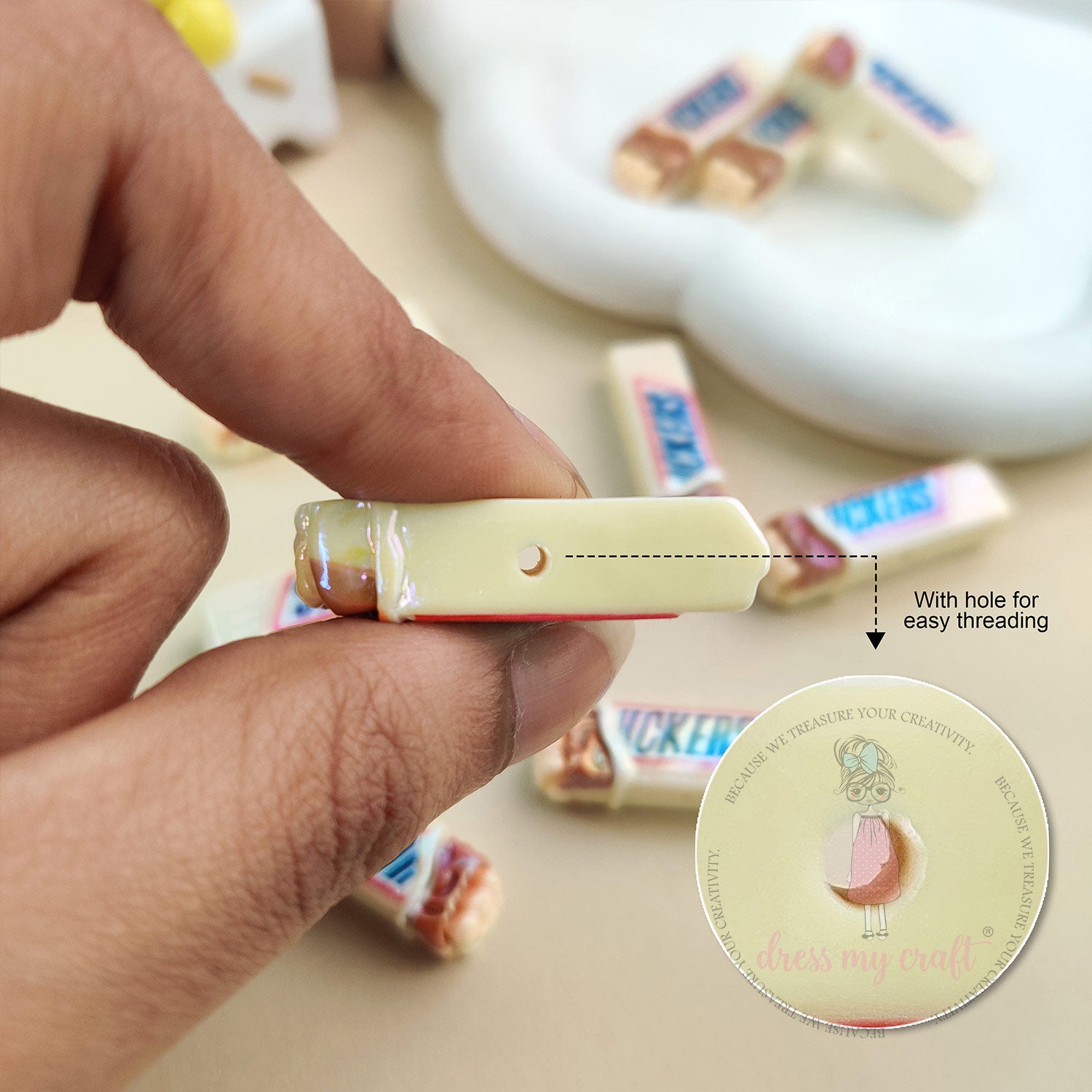 Holographic White Snicker Chocolate Beads